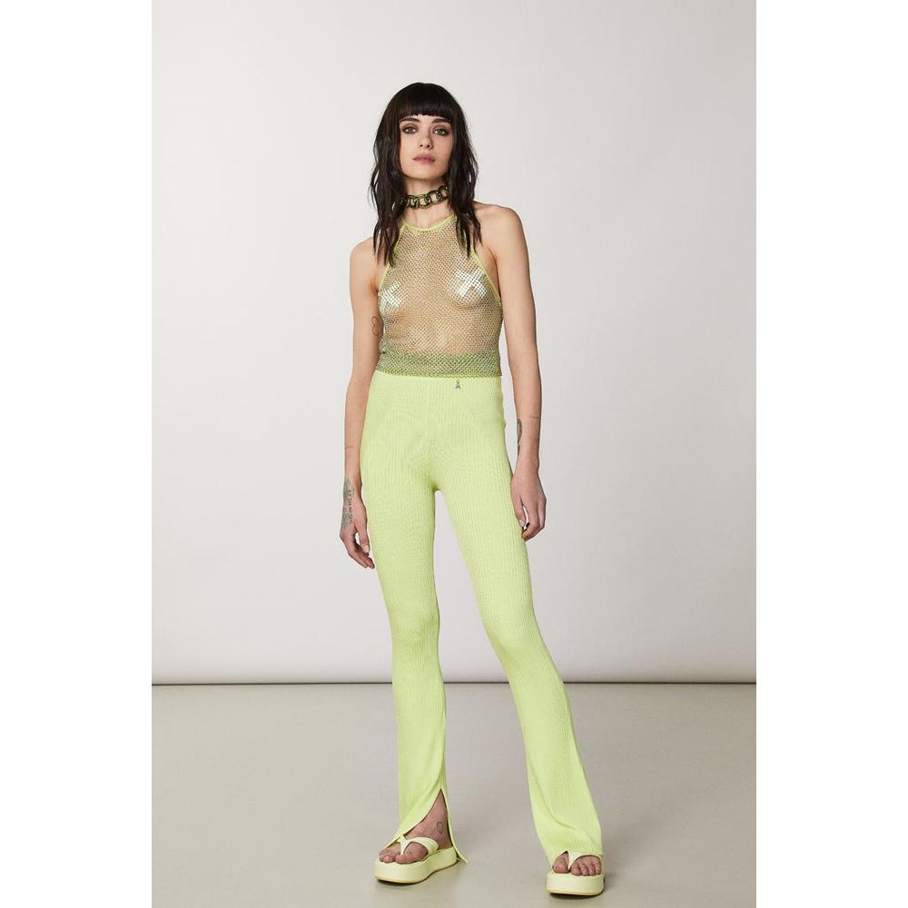 Patrizia Pepe Yellow Viscose Casual Pants - Exquisite Luxury Elegance
