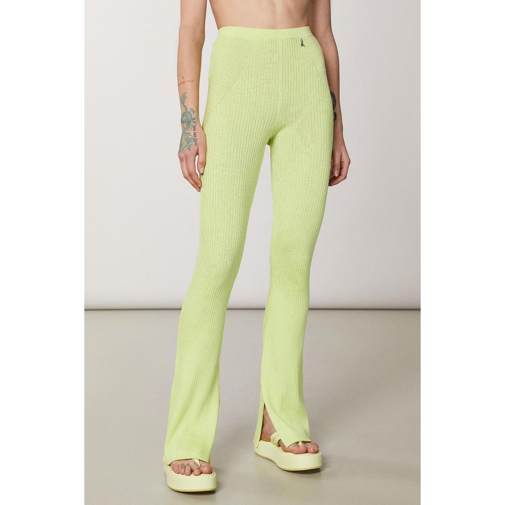 Patrizia Pepe Yellow Viscose Casual Pants - Exquisite Luxury Elegance