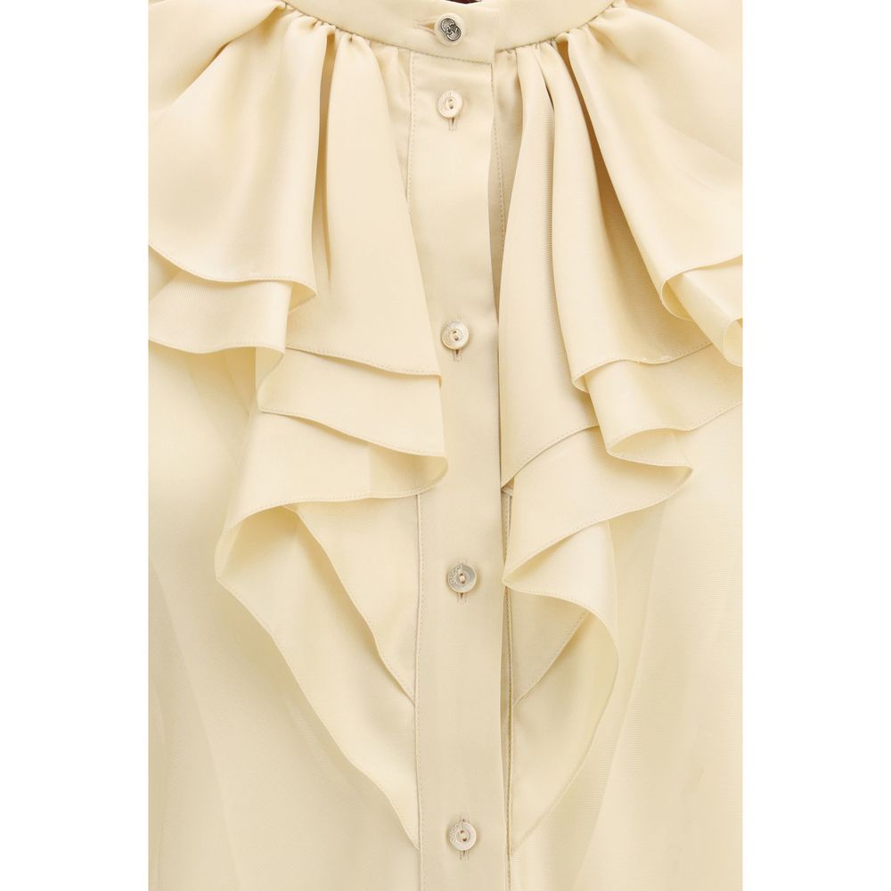 Gucci Beige Silk Shirt – Designer Couture Elegance Unveiled