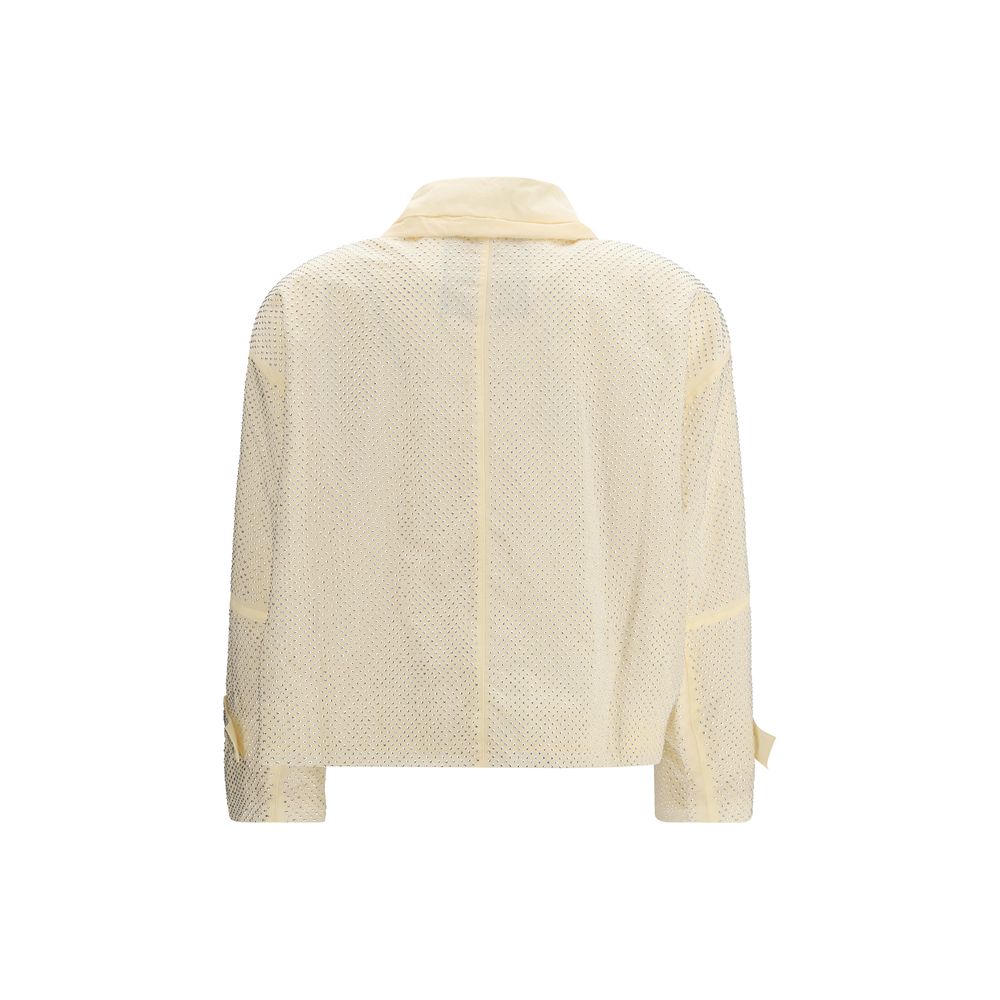 Elevate your style with the PINKO Babette Jacket, a luxurious blend of technical canvas and shimmering rhinestones, perfect for sophisticated occasions.