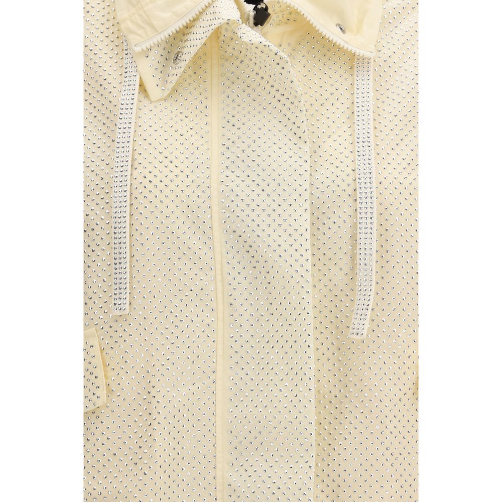 Elevate your style with the PINKO Babette Jacket, a luxurious bicolor masterpiece in technical canvas, adorned with shimmering rhinestones for an exquisite allure.