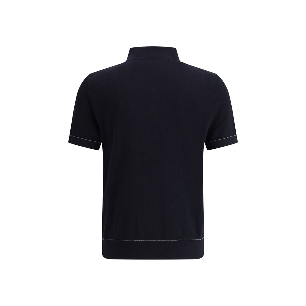 Brioni Black Cotton Polo Shirt - Designer Luxury Redefined