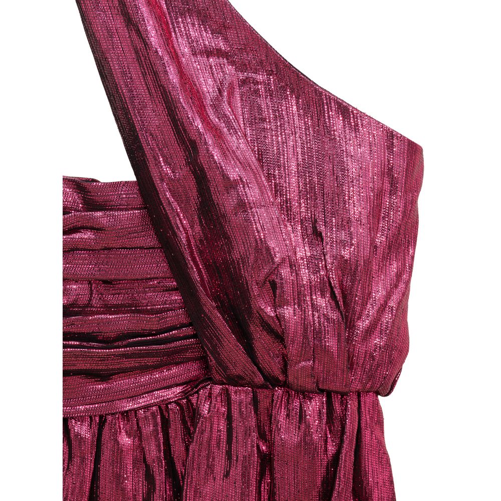 Elevate your evening with the Saint Laurent Fuchsia Viscose Short Dress, a luxurious blend of metallic lamé and silk, embodying modern elegance for unforgettable moments.