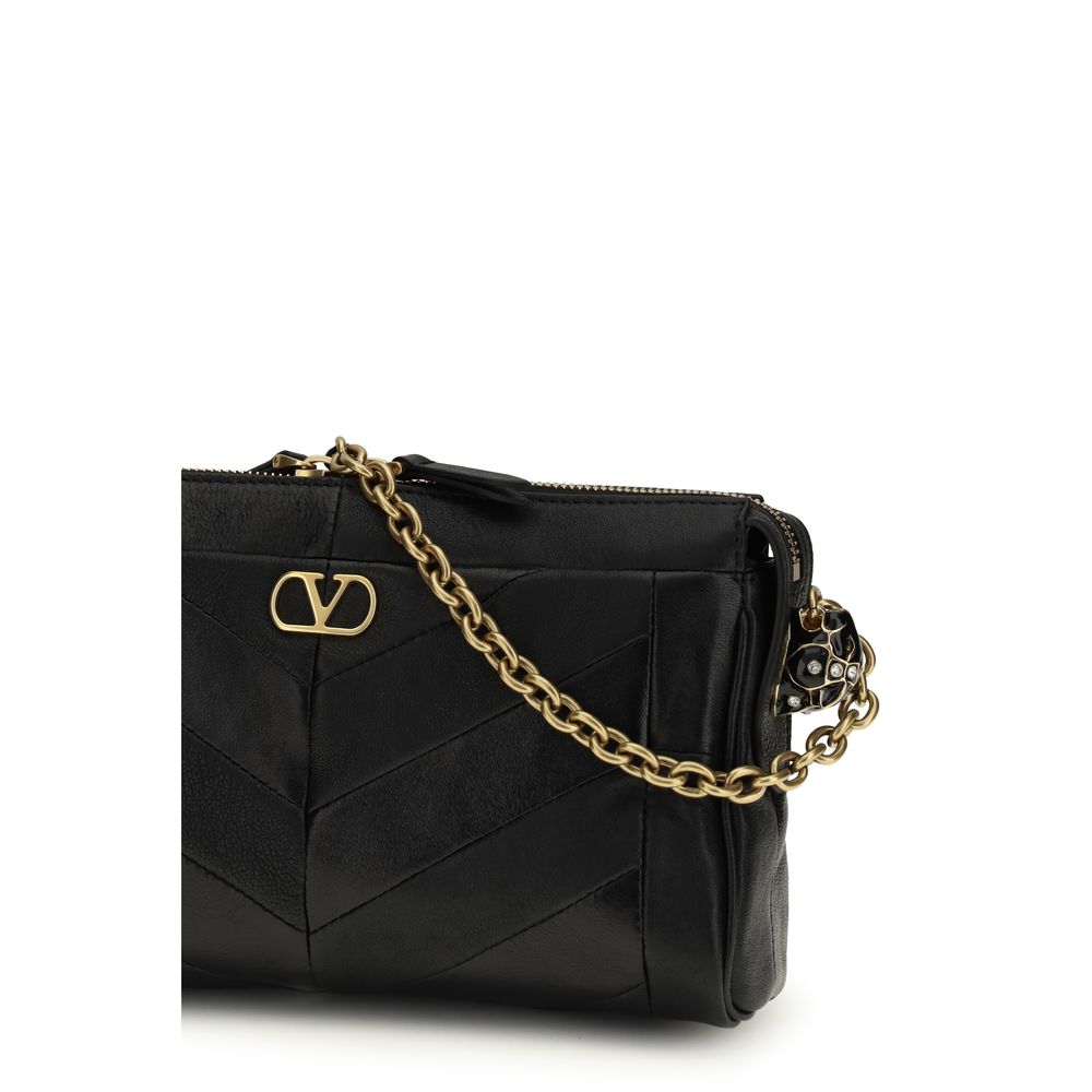 Valentino Garavani Black Calf Leather Bos Taurus Shoulder Bag