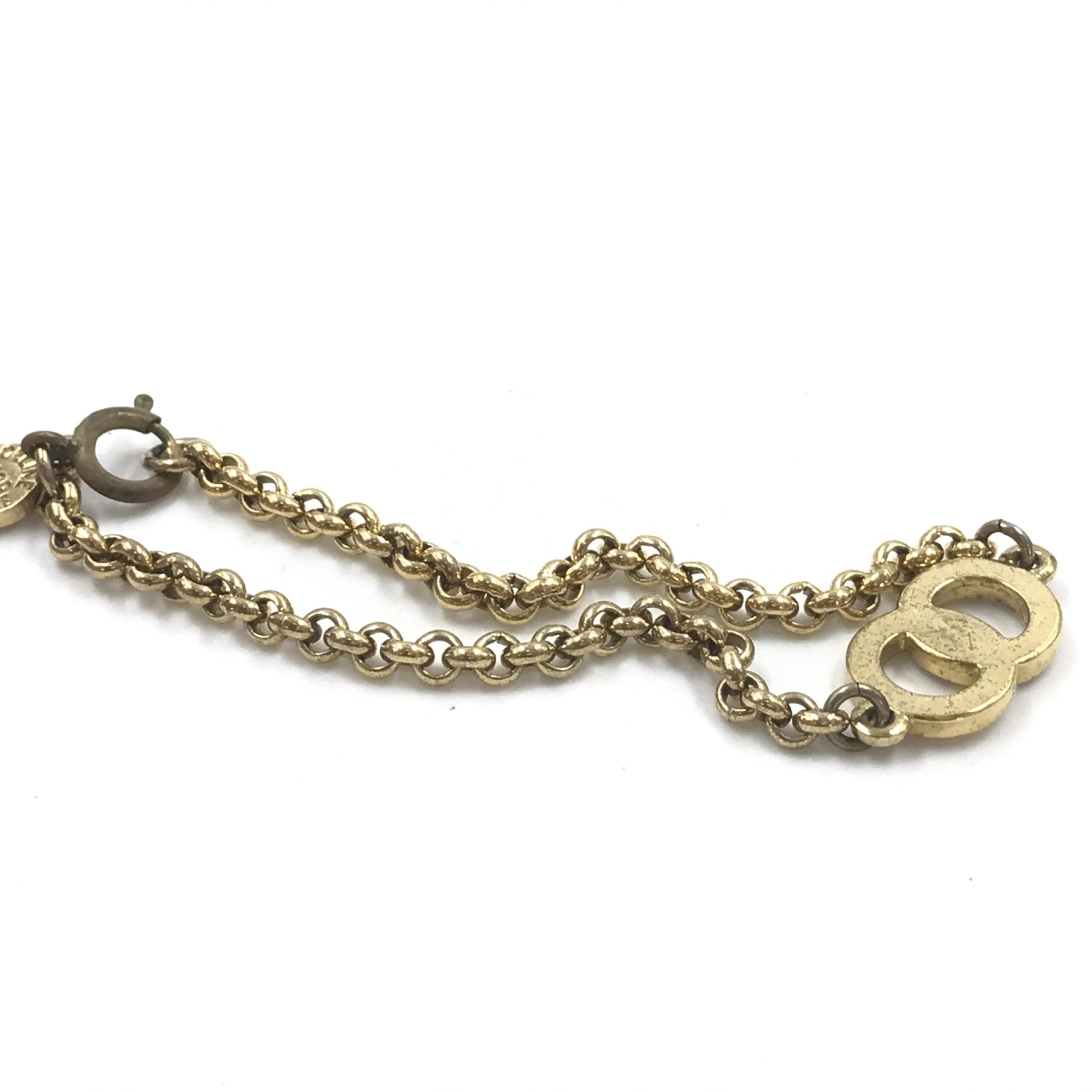 Celine Gold Plated Chain Bracelet With Logo Charm