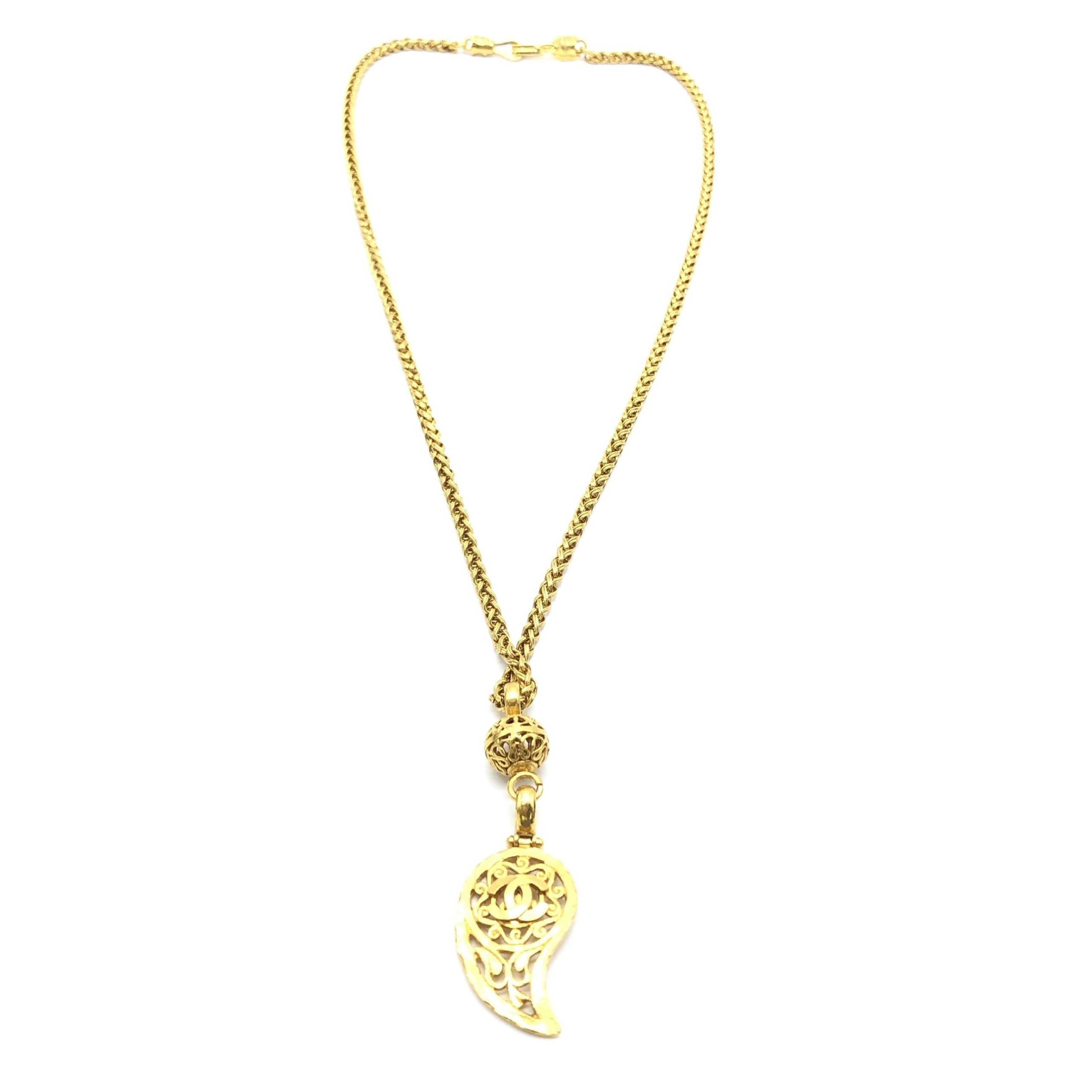 Chanel Gold Plated Coco Mark Necklace - Artisanal Luxury Elegance