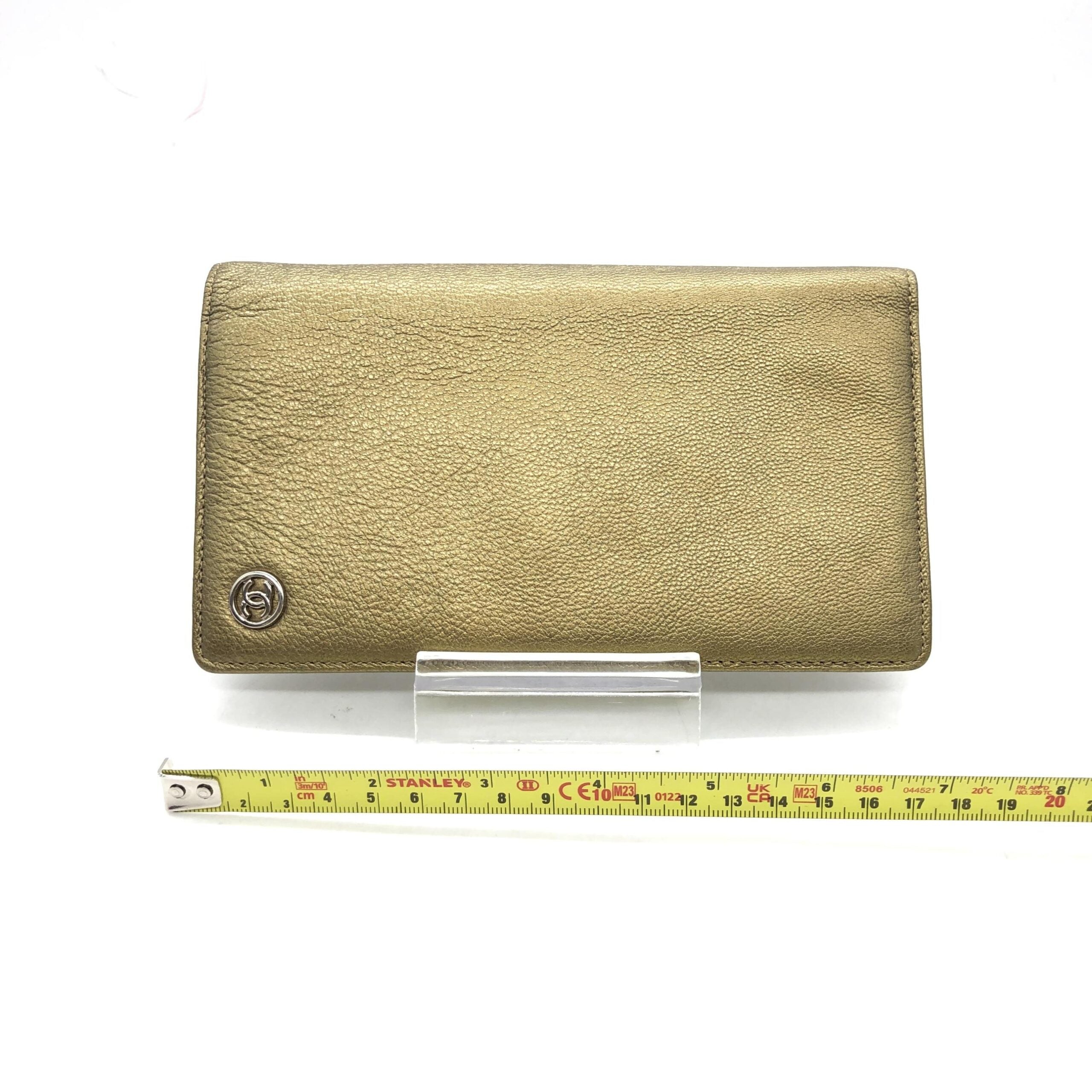 Chanel Gold Tone Caviar Leather Bifold Wallet - Artisanal Luxury