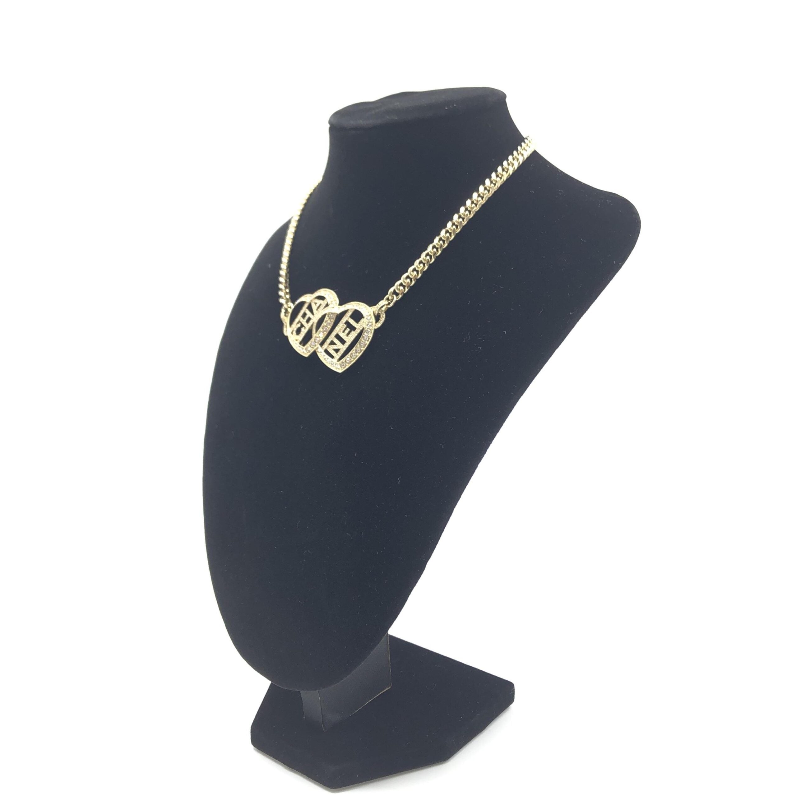Chanel Gold Tone Heart Choker Necklace - Timeless Couture Elegance