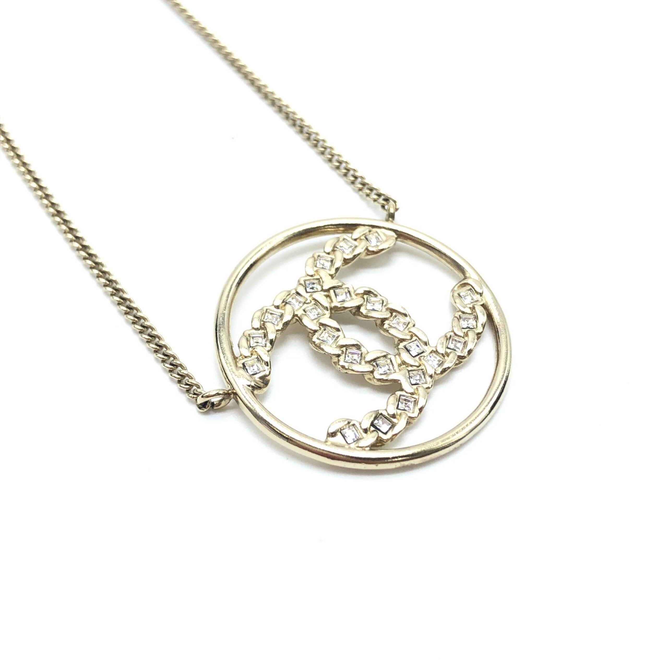 Chanel Gold Tone CC Circle Pendant Necklace - Artisanal Luxury