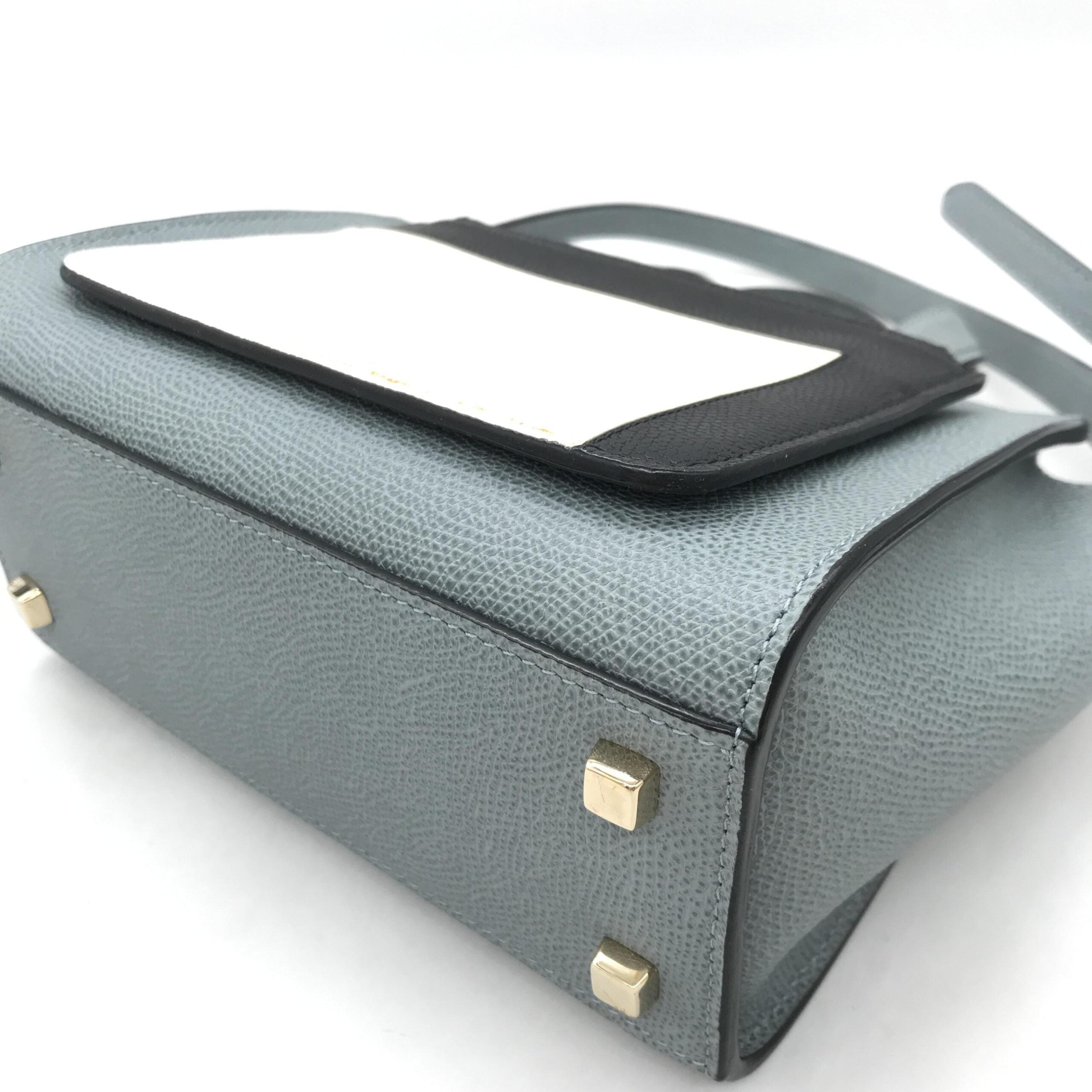 Valextra Leather Tote Bag In Gray