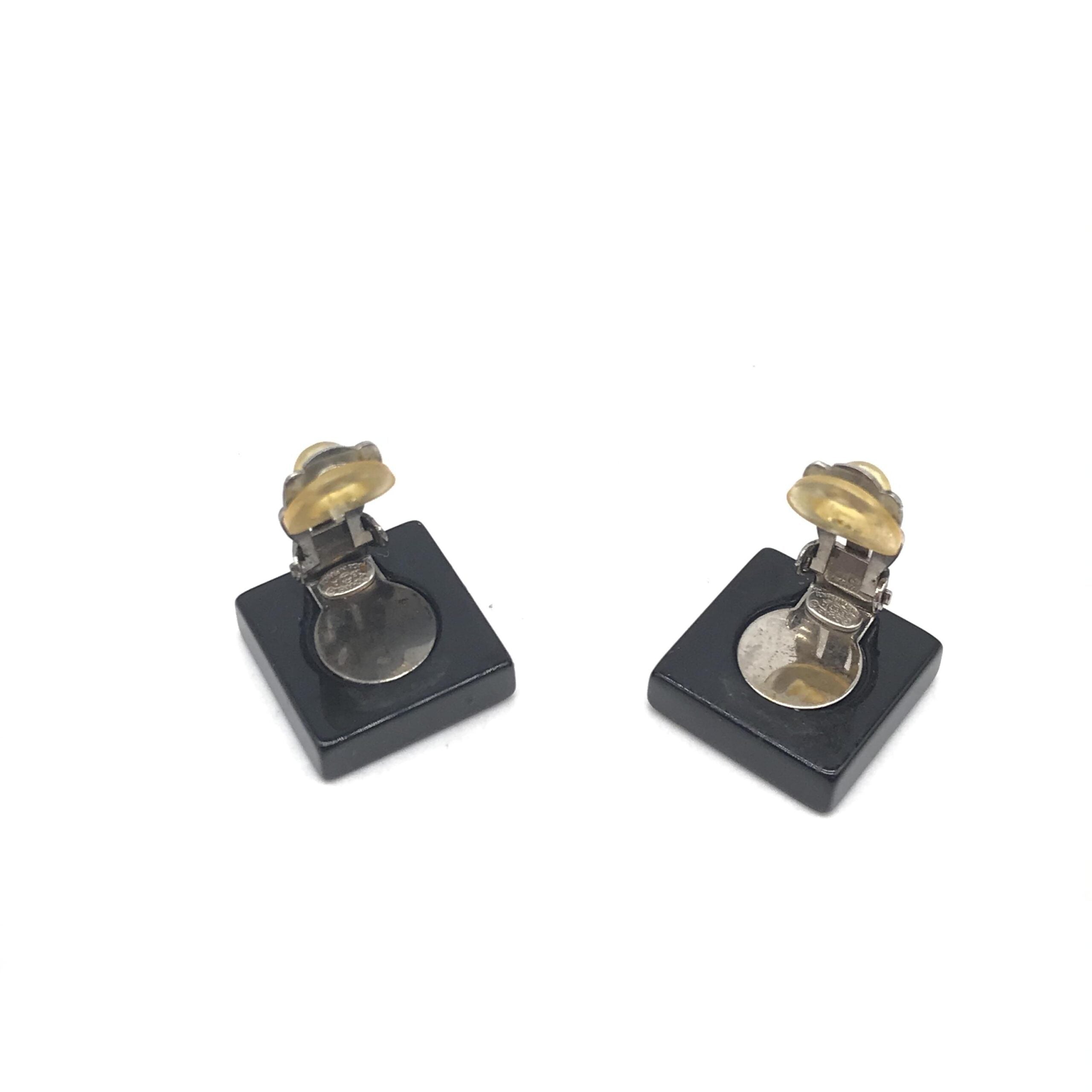 Chanel Coco Mark Square Clip-On Earrings - Timeless Couture Elegance