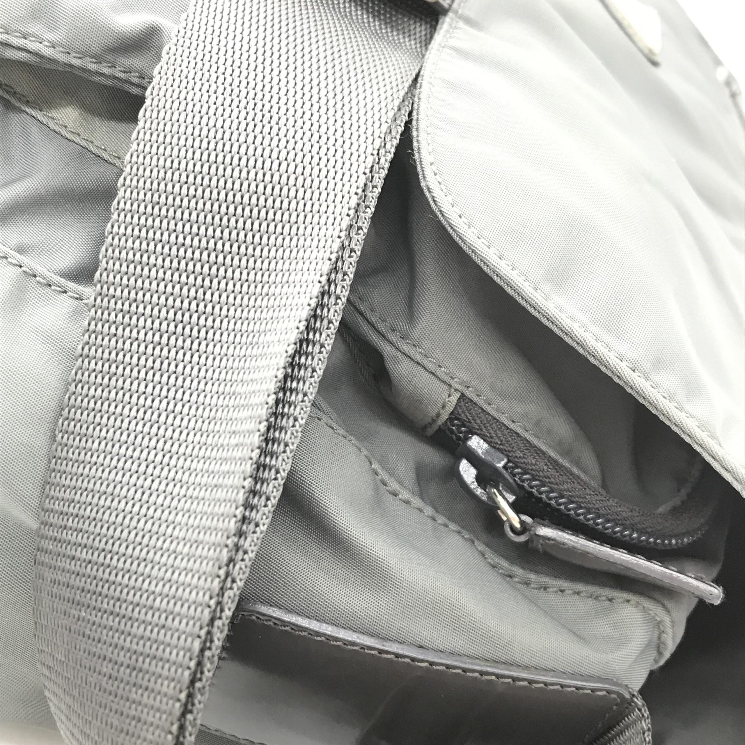 Prada Gray Nylon Shoulder Bag With Straps
