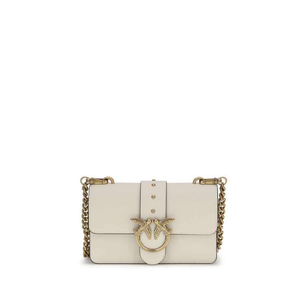 PINKO Love One Beige Calf Leather Shoulder Bag - Timeless Elegance