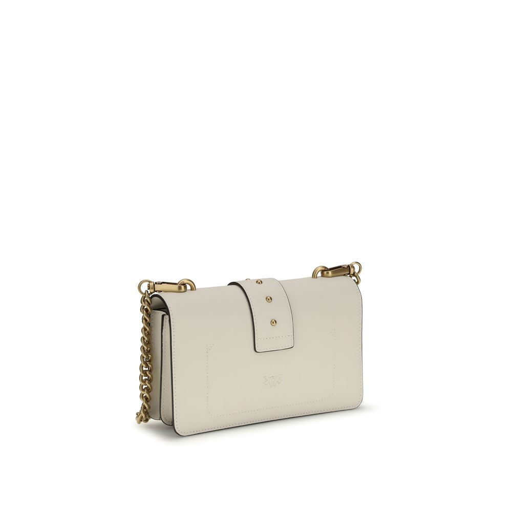 PINKO Love One Beige Calf Leather Shoulder Bag - Timeless Elegance