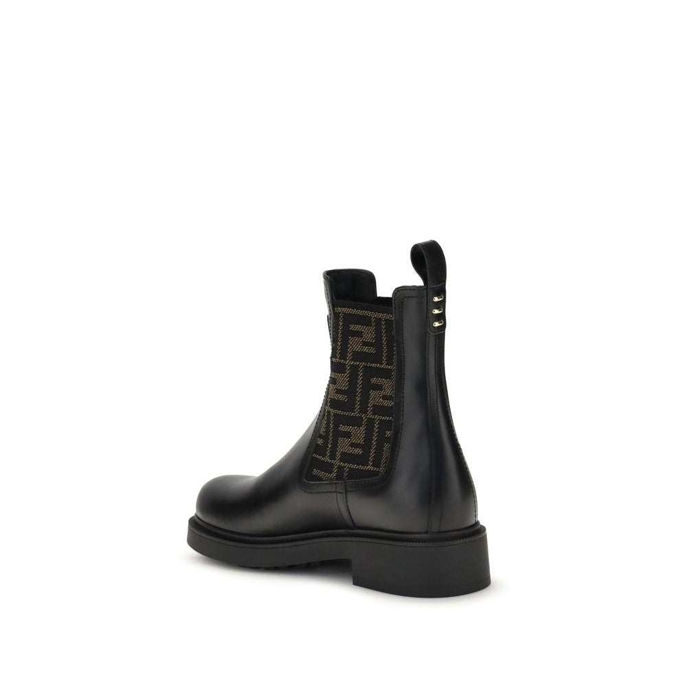 Fendi Black Calf Leather Bos Taurus Ankle Boots - Luxury Redefined