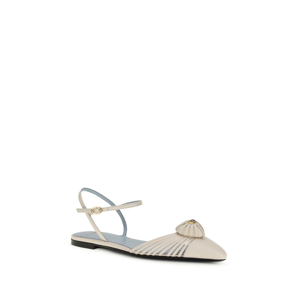 Valentino Garavani Bos Taurus Ballet Flats - Exquisite Beige Elegance