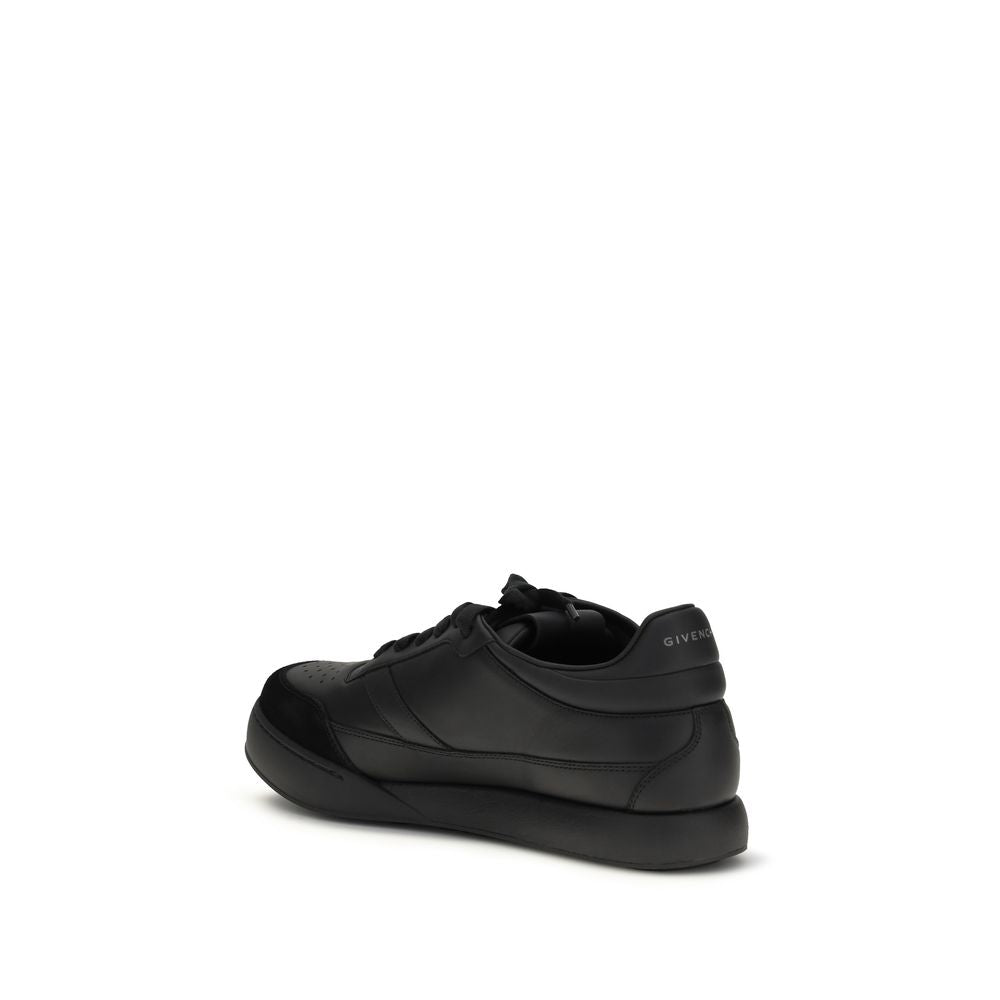 Indulge in the exquisite craftsmanship of Givenchy Black Calf Leather Bos Taurus Low Top Sneakers, where luxury meets urban sophistication for the discerning connoisseur.