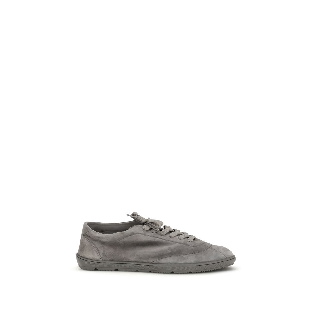 Brunello Cucinelli Gray Calf Leather Low Top Sneakers, Artisanal