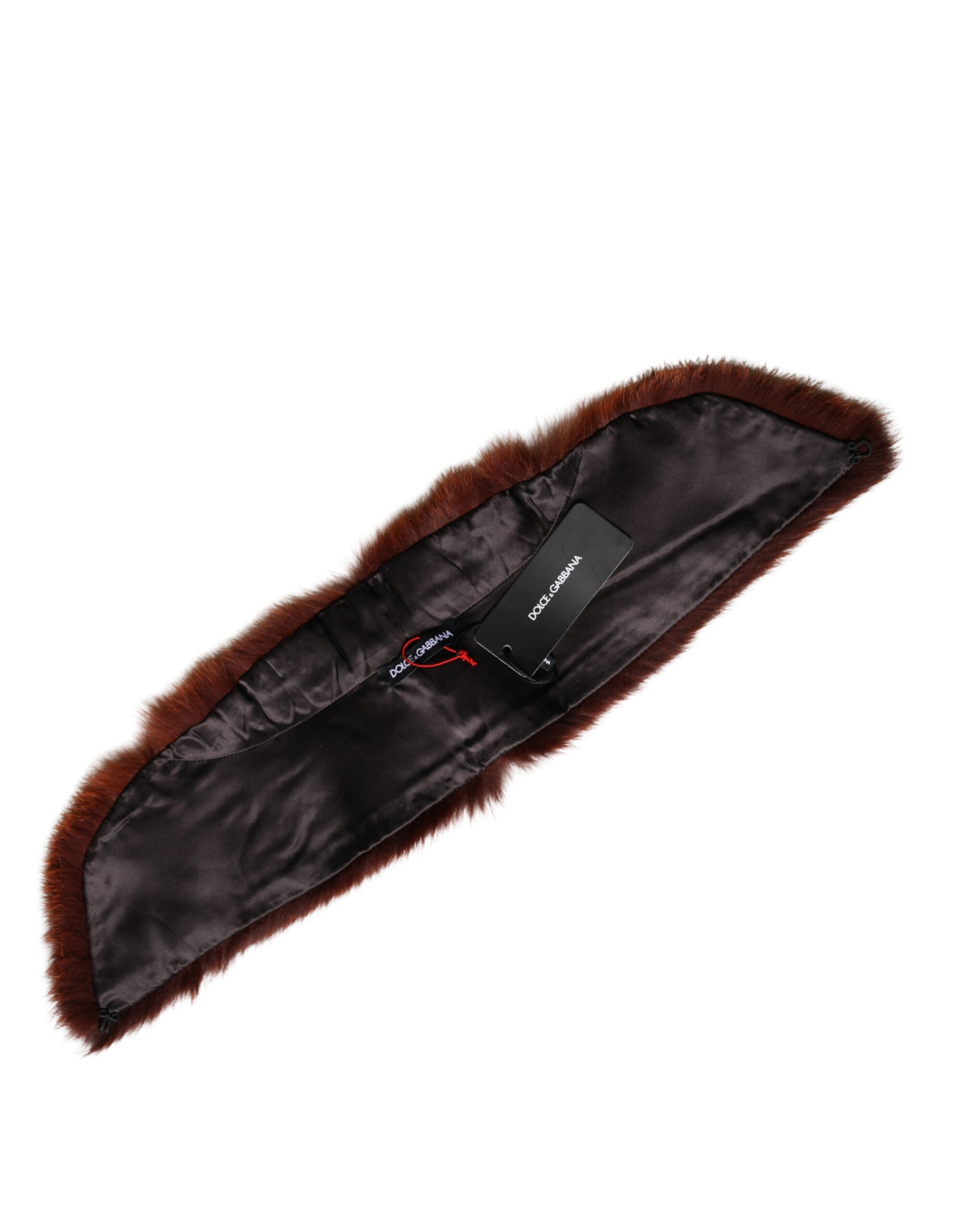 Dolce & Gabbana Brown Mink Fur Collar Women Neck Wrap 60cm x 14cm Scarf