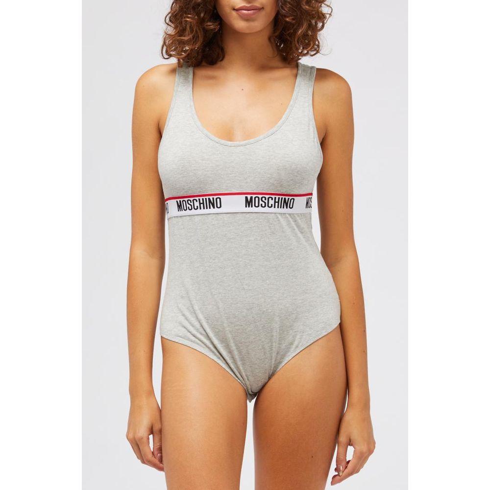 Moschino Gray Cotton Bodysuit - Luxury Elegance for the Modern Icon