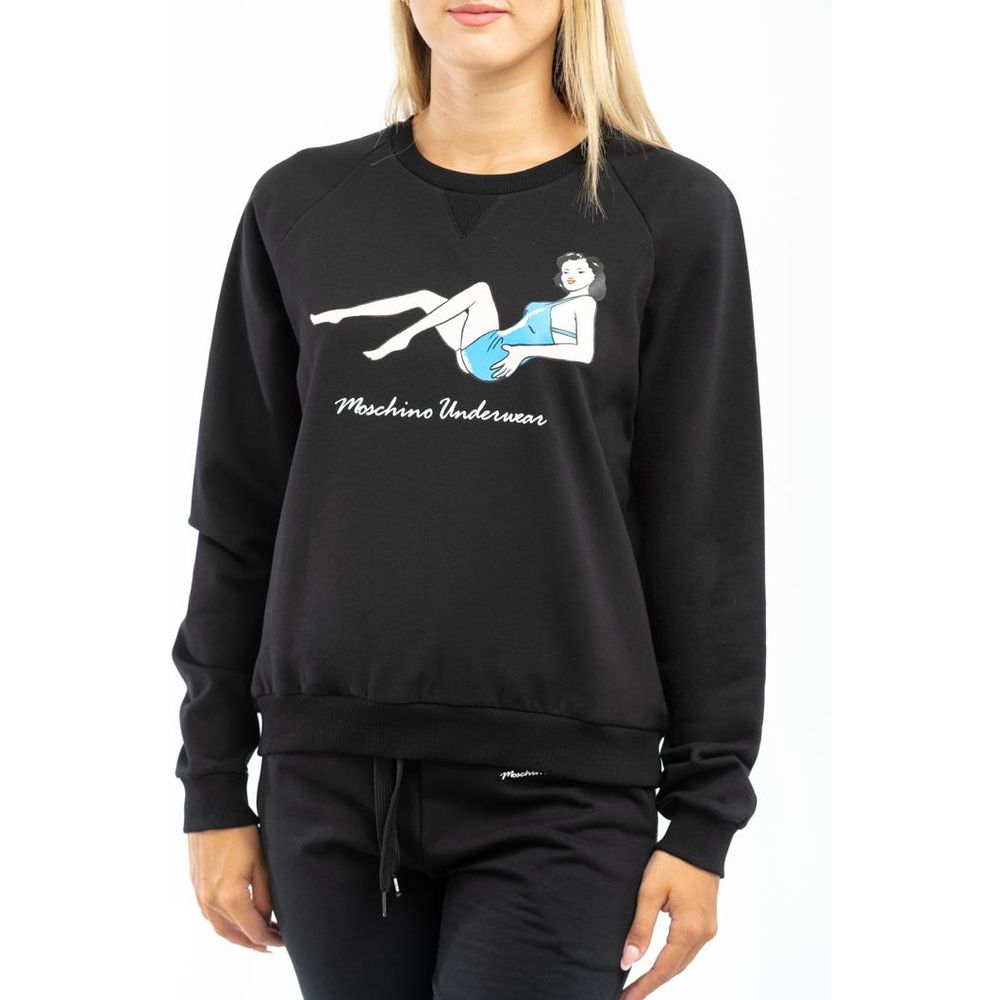 Indulge in the Moschino Black Cotton Sweatshirt, crafted from 100% premium cotton for unparalleled comfort and effortless elegance, perfect for the discerning individual.