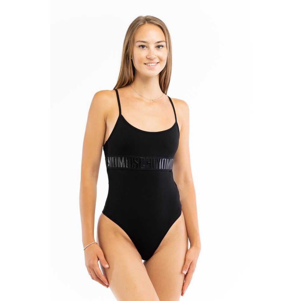 Discover the Moschino Black Cotton Bodysuit from the 2023 collection, where Italian artistry meets luxurious comfort, perfect for the modern connoisseur.