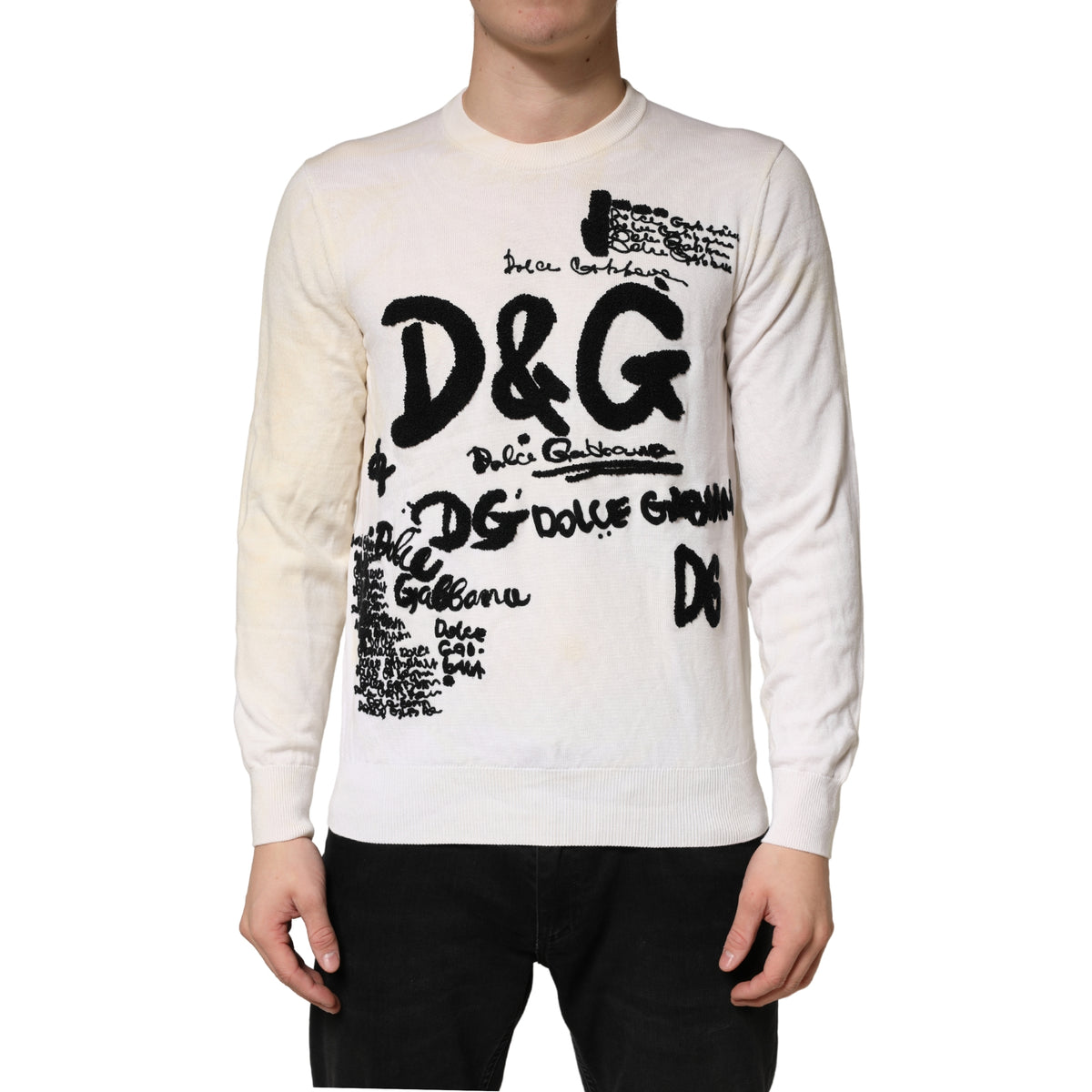 Dolce & Gabbana Virgin Wool Graphic Crewneck Sweater - Luxury Fashion