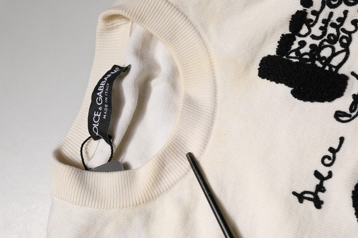 Dolce & Gabbana Virgin Wool Graphic Logo Crewneck Sweater