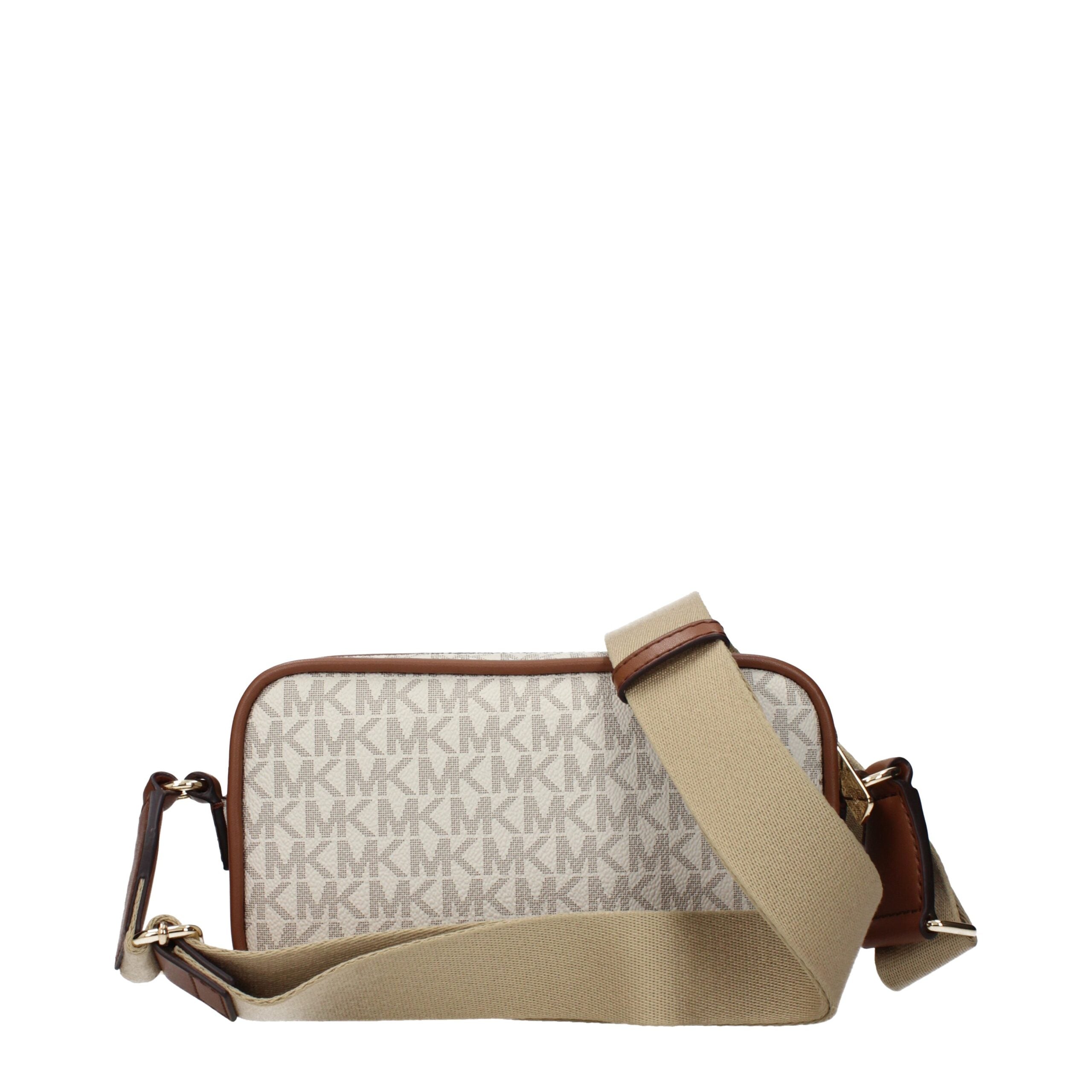 Elevate your style with the Michael Kors Beige Fabric Crossbody Bag, a timeless blend of elegance and practicality, designed for the discerning individual.