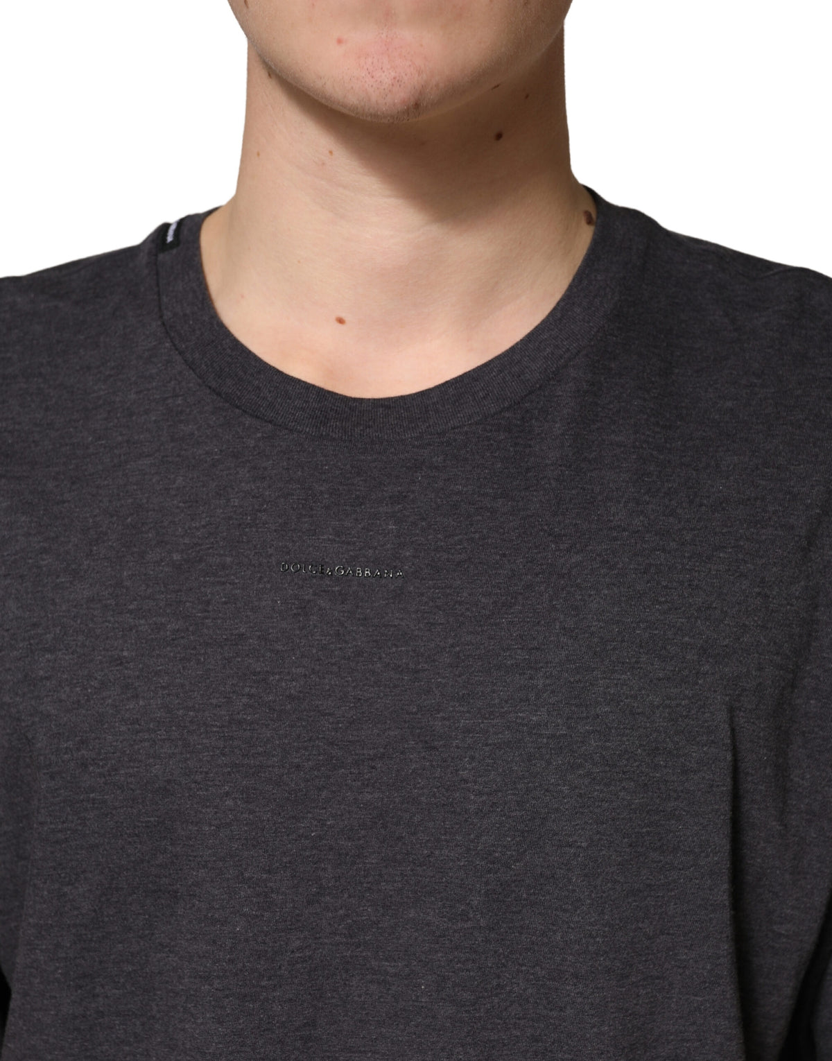 Indulge in the exquisite Dolce & Gabbana Dark Grey Cotton Crewneck T-Shirt, a testament to Italian craftsmanship that elevates everyday elegance with luxurious comfort.