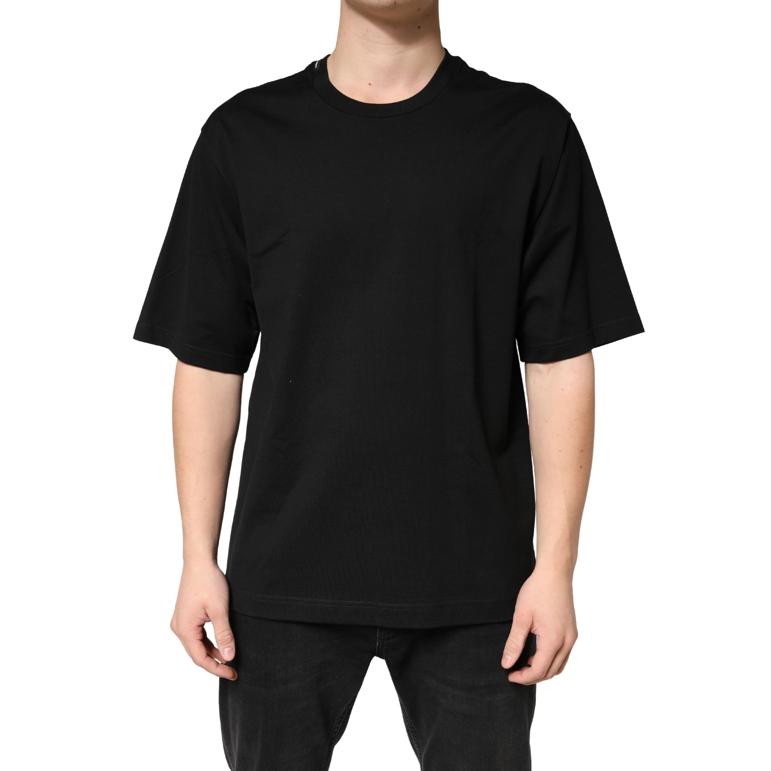 Dolce & Gabbana Black Cotton Crewneck T-Shirt - Timeless Luxury