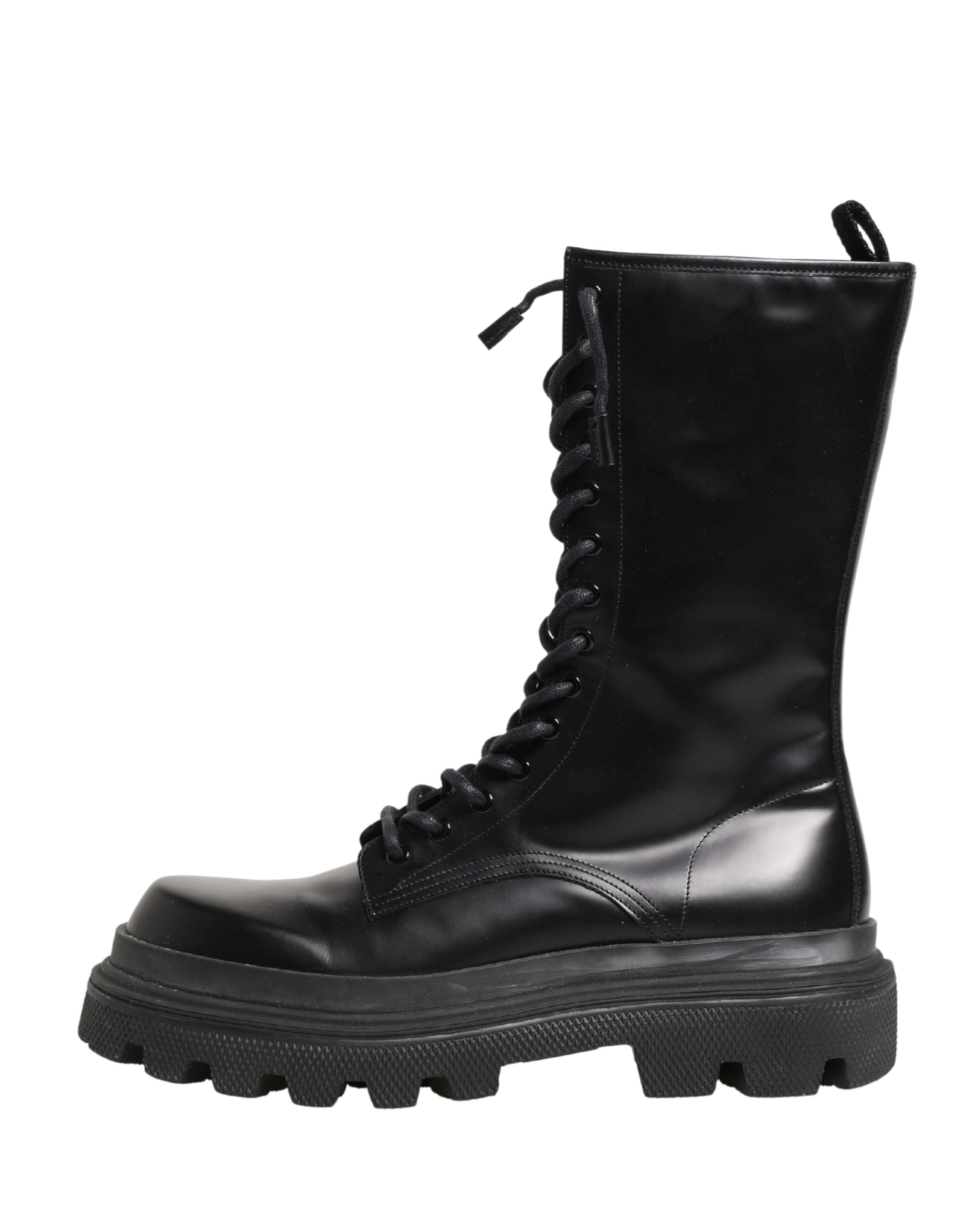 Indulge in the exquisite allure of Dolce & Gabbana's Black Leather Trek Sole Combat Boots, where Italian craftsmanship meets modern sophistication for the discerning connoisseur.