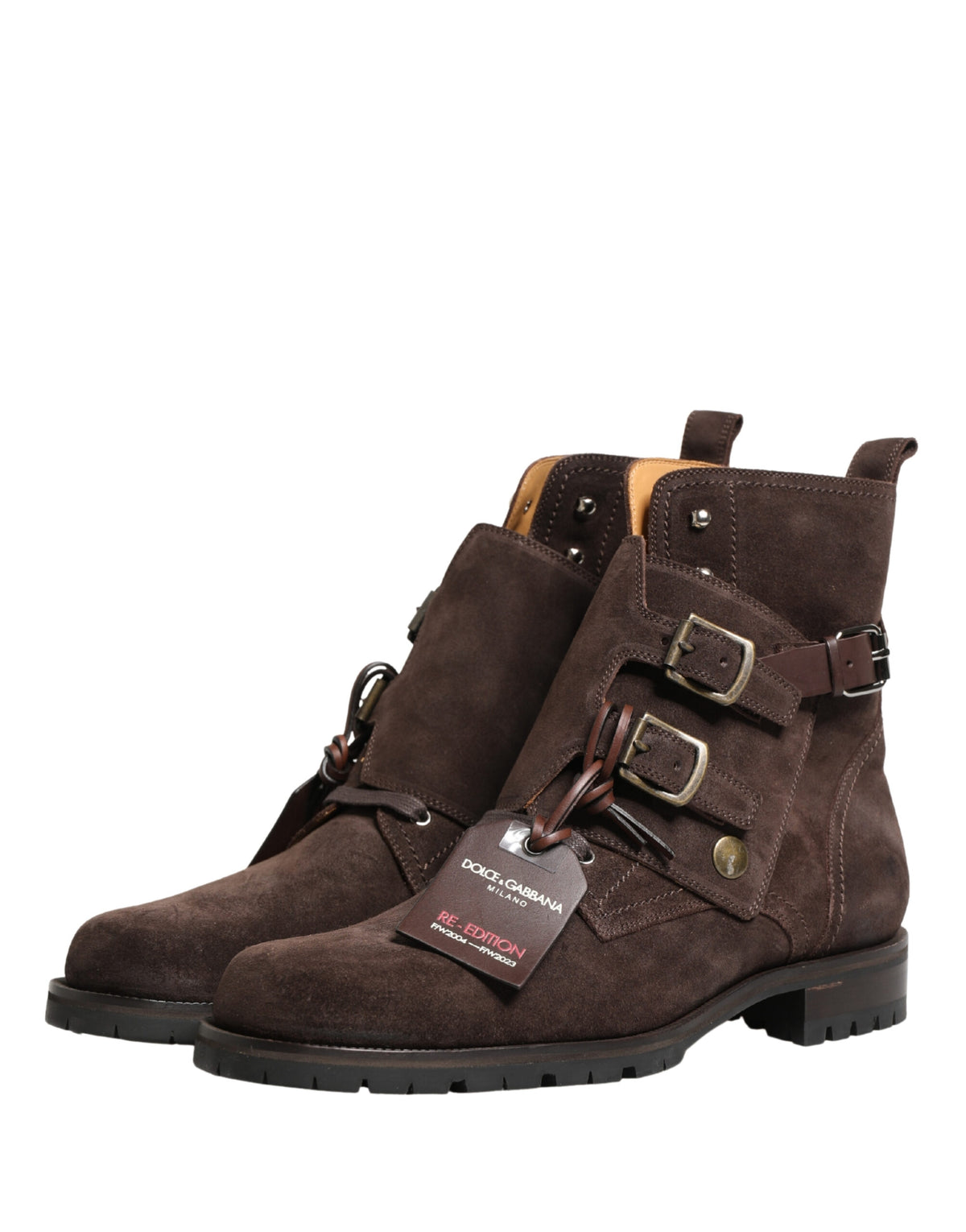 Elevate your style with Dolce & Gabbana's Brown Suede Leather Buckle Ankle Boots, where exquisite Italian craftsmanship meets rugged elegance for the discerning connoisseur.
