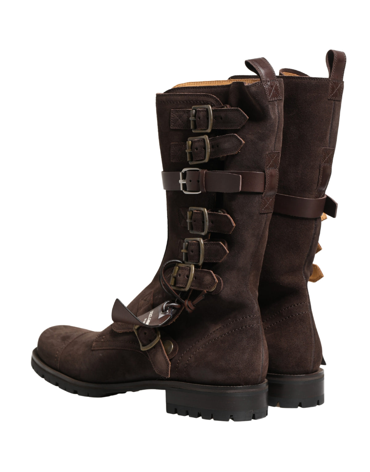 Elevate your style with Dolce & Gabbana's Brown Suede Leather Combat Ankle Boots, where exquisite Italian craftsmanship meets bold military-inspired elegance for the discerning fashion connoisseur.