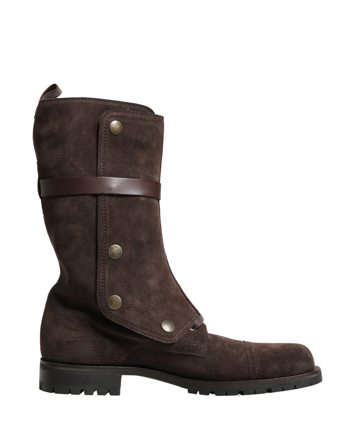 Indulge in the exquisite Dolce & Gabbana Brown Suede Leather Combat Ankle Boots, where luxury meets rugged elegance, crafted for those who command attention.
