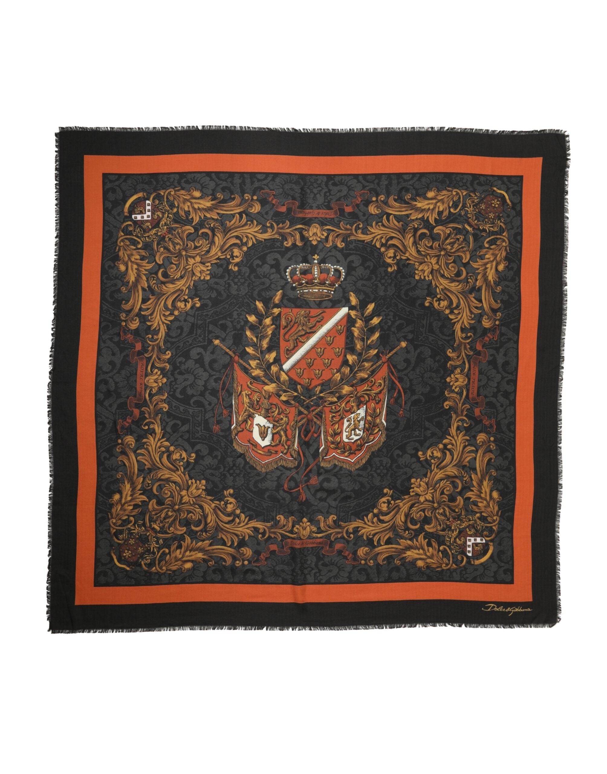 Dolce & Gabbana Multicolor Crest Print Cashmere 272cm x 132cm Men Scarf
