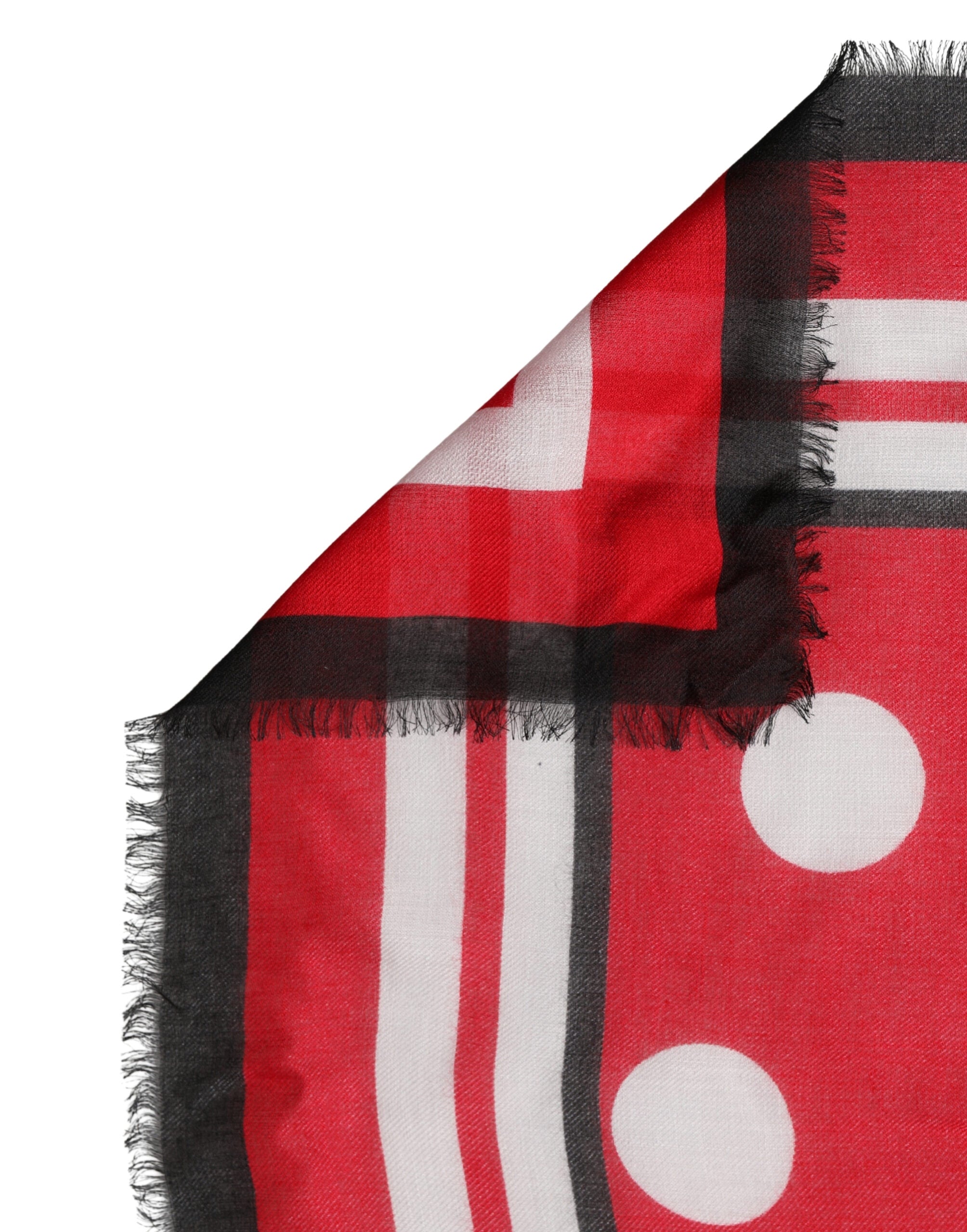 Indulge in the exquisite Dolce & Gabbana Red Polka Dot Print Square Stole, a luxurious blend of modal and cashmere, perfect for elevating your style with timeless elegance.