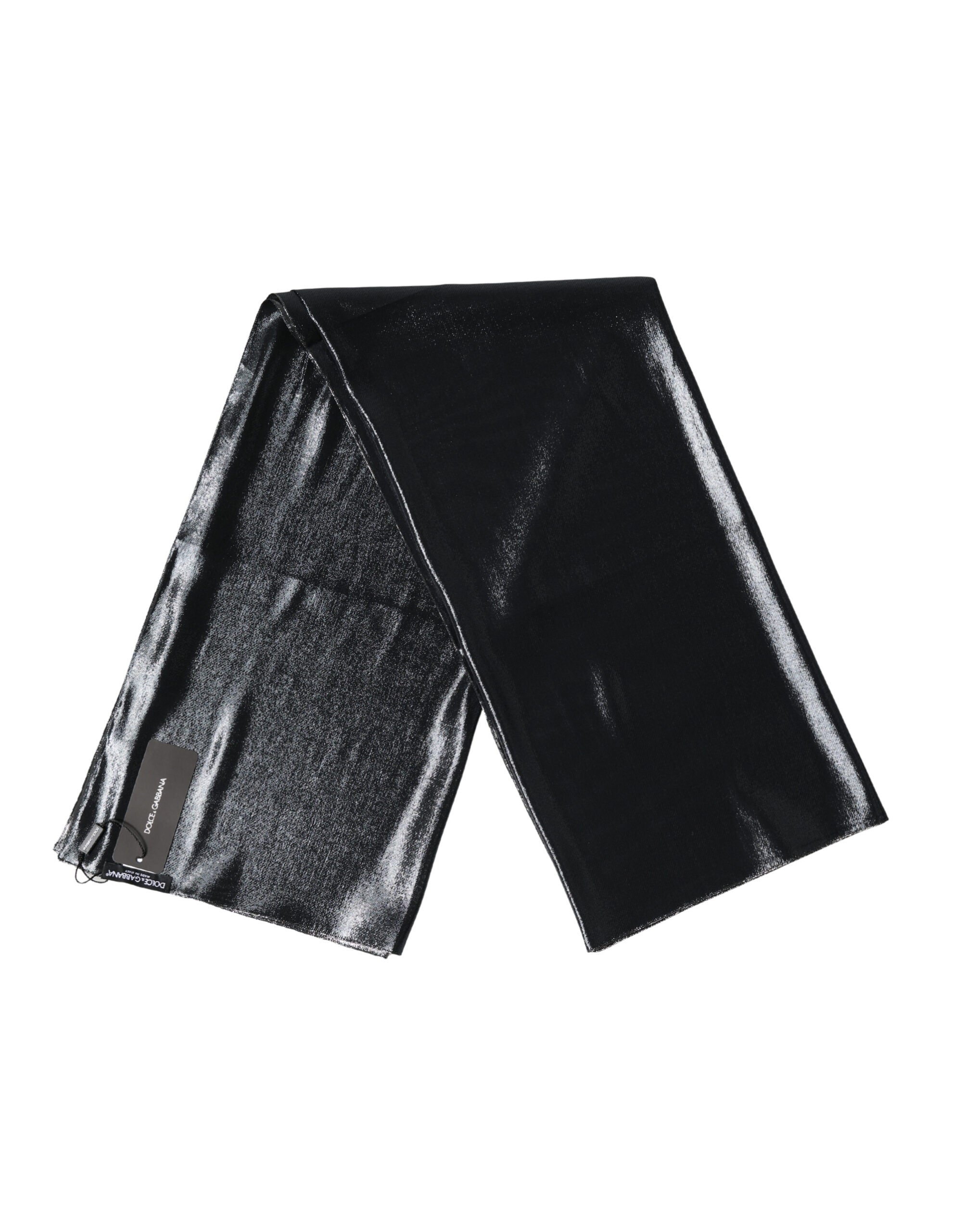 Dolce & Gabbana Black Silk Lurex Foulard Wrap Shawl 119cm x 117.5cm Scarf