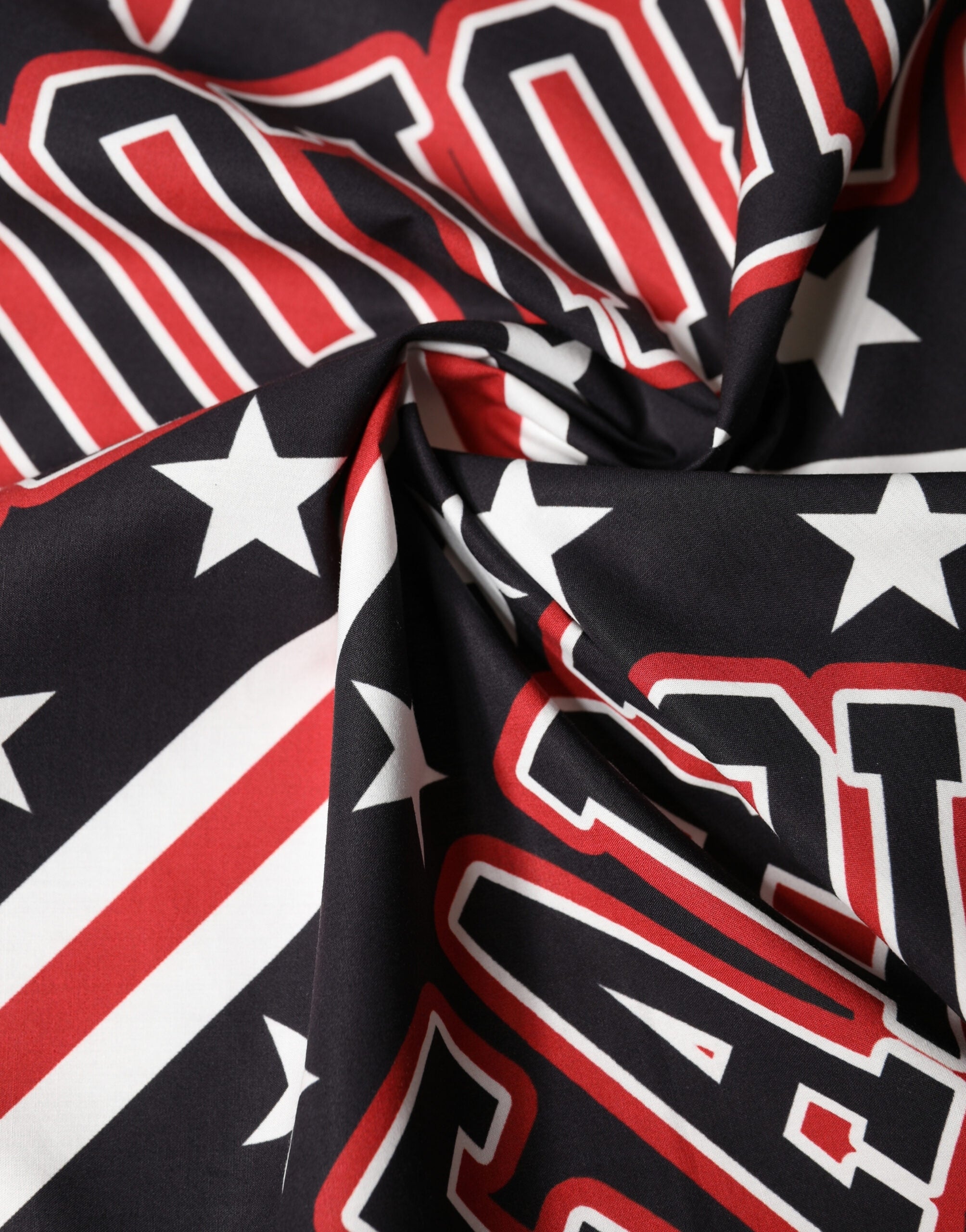 Dolce & Gabbana Black Red Panda Cotton Square Foulard 50.5cm x 50cm Scarf