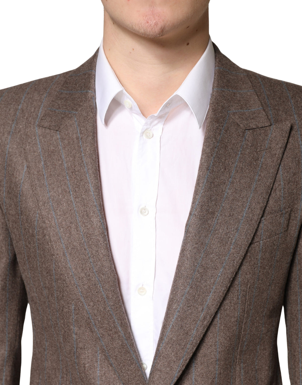 Elevate your style with the Dolce & Gabbana Brown Stripes Single Breasted Blazer, crafted from luxurious virgin wool and silk, embodying timeless elegance and Italian craftsmanship.