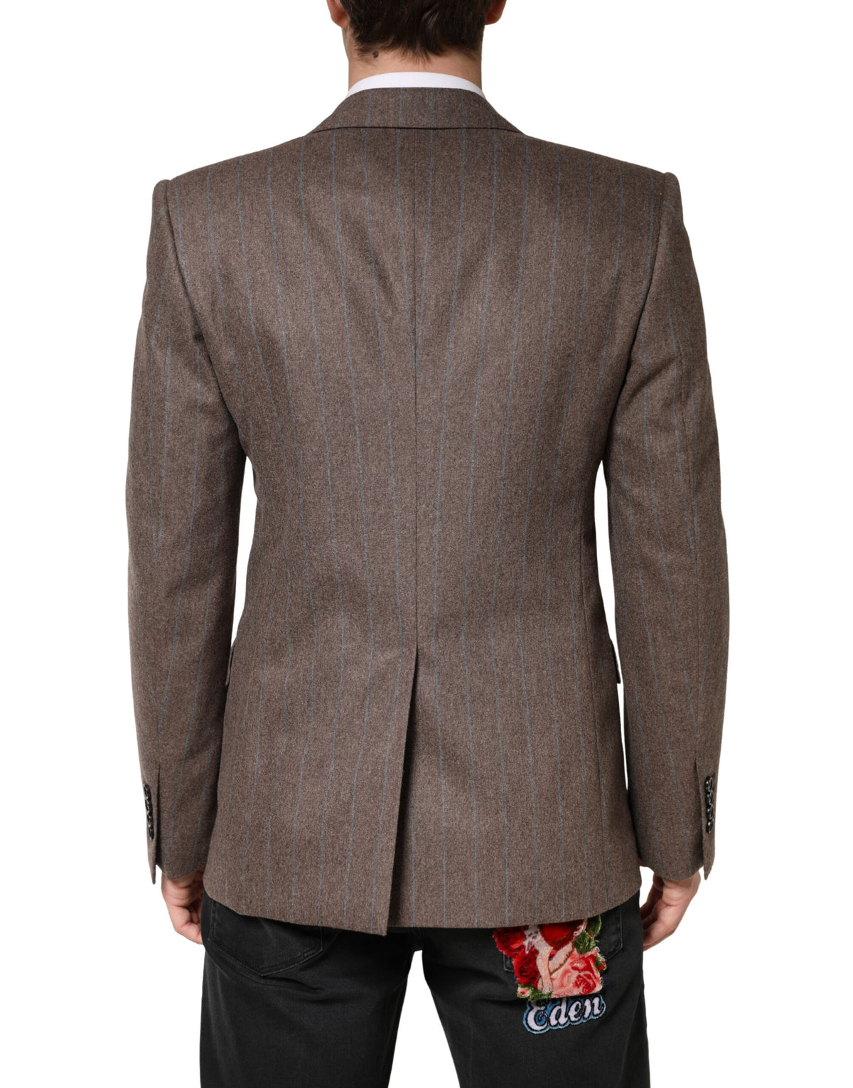 Experience the exquisite Dolce & Gabbana Brown Stripes Single Breasted Blazer, crafted from 100% virgin wool, embodying timeless elegance and Italian craftsmanship for the discerning individual.