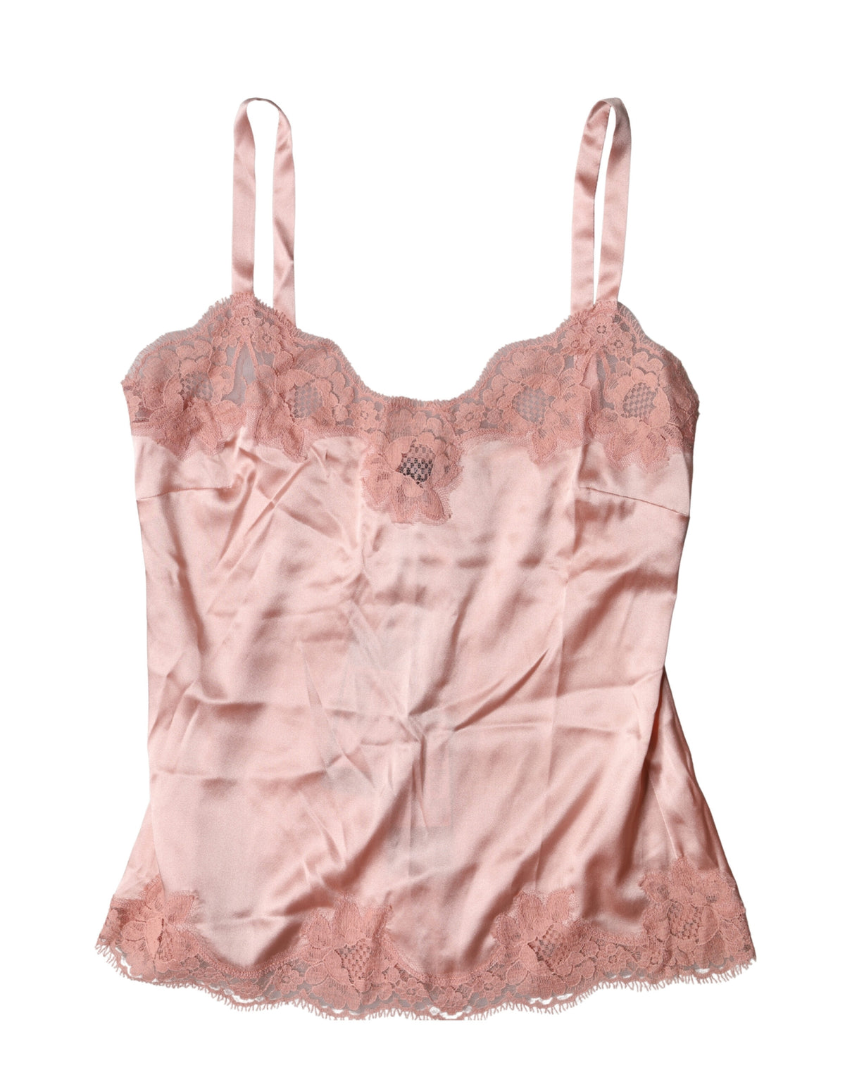 Elevate your intimate wardrobe with Dolce & Gabbana's Light Pink Floral Lace Lingerie Top, a luxurious blend of silk and lace, crafted in Italy for timeless elegance.