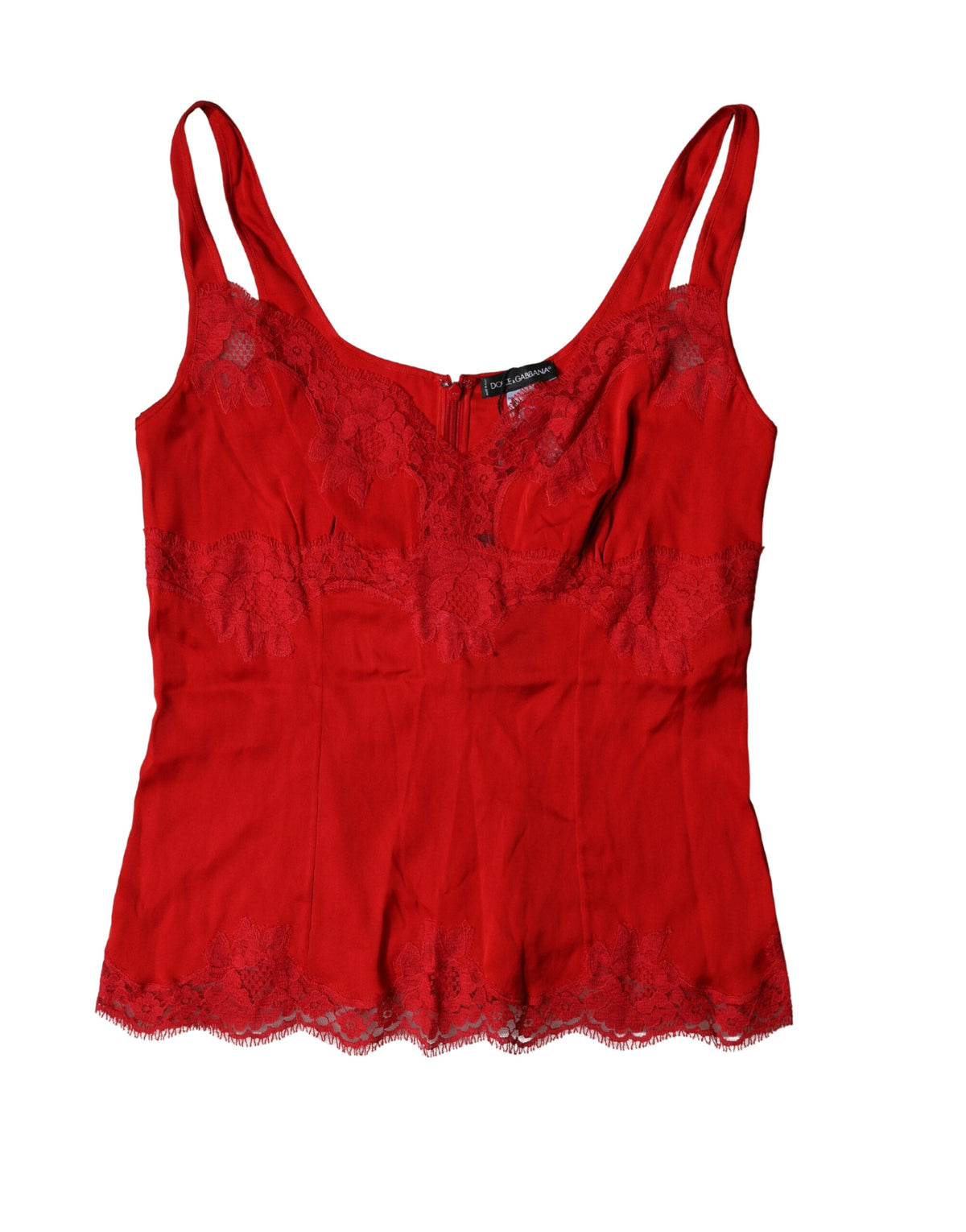 Indulge in the allure of Dolce & Gabbana's red silk floral lace lingerie top, a masterpiece of Italian craftsmanship that redefines elegance and sensuality for the discerning individual.