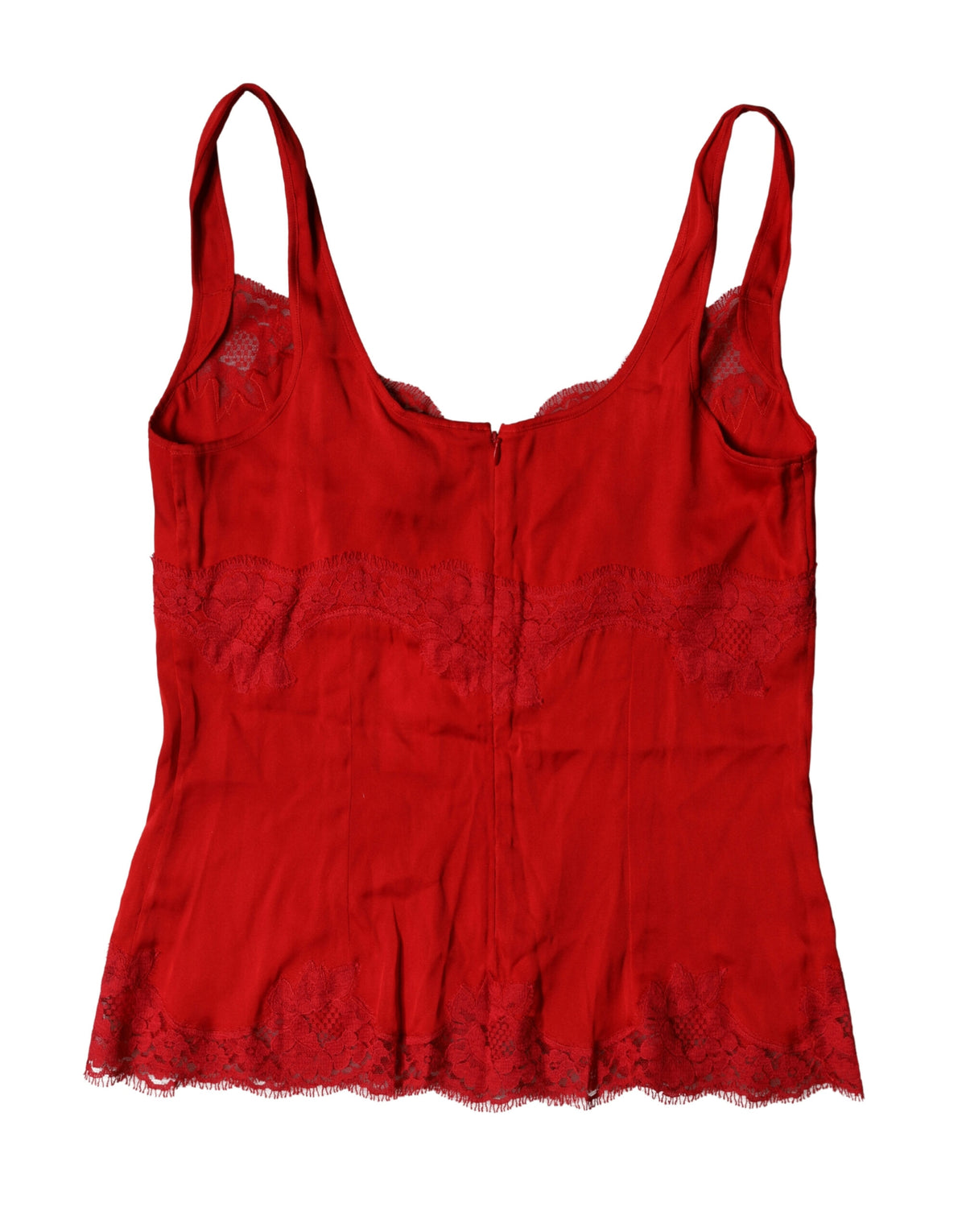 Indulge in the exquisite allure of Dolce & Gabbana's red silk floral lace lingerie top, a luxurious expression of elegance and sensuality, crafted for the discerning individual.