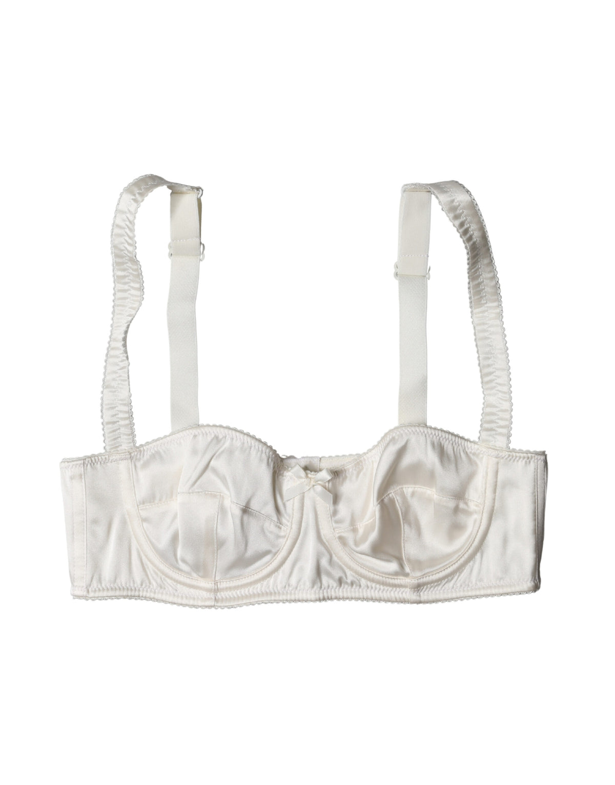 Elevate your allure with the Dolce & Gabbana White Silk Satin Underwire Bra, a luxurious blend of silk and sophistication, crafted for those who embrace elegance.