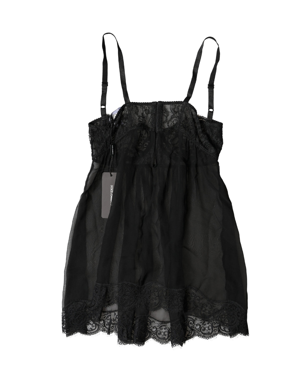 Indulge in the exquisite allure of Dolce & Gabbana's Black Silk Floral Lace Lingerie Top, a masterpiece of Italian craftsmanship that redefines elegance and sensuality.