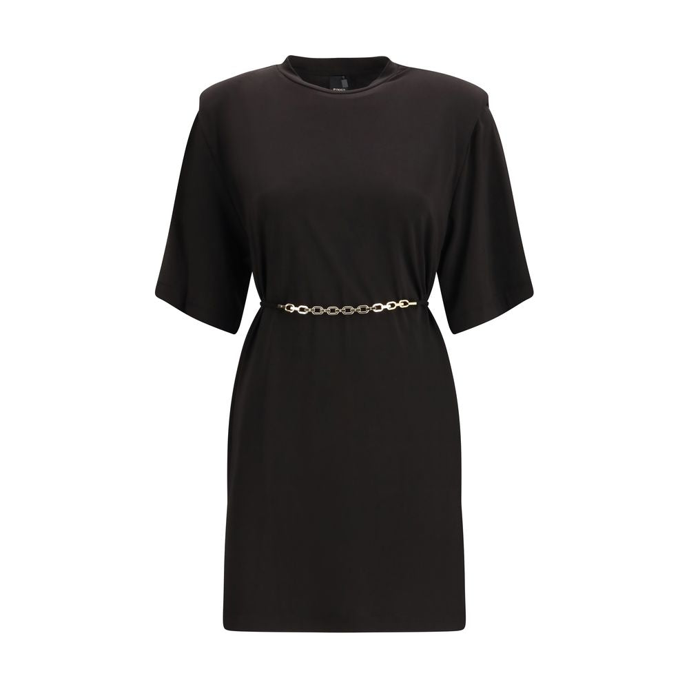 Discover the PINKO Allie Dress, a masterpiece of black acetate elegance, designed for those who embrace sophistication and allure in every moment.