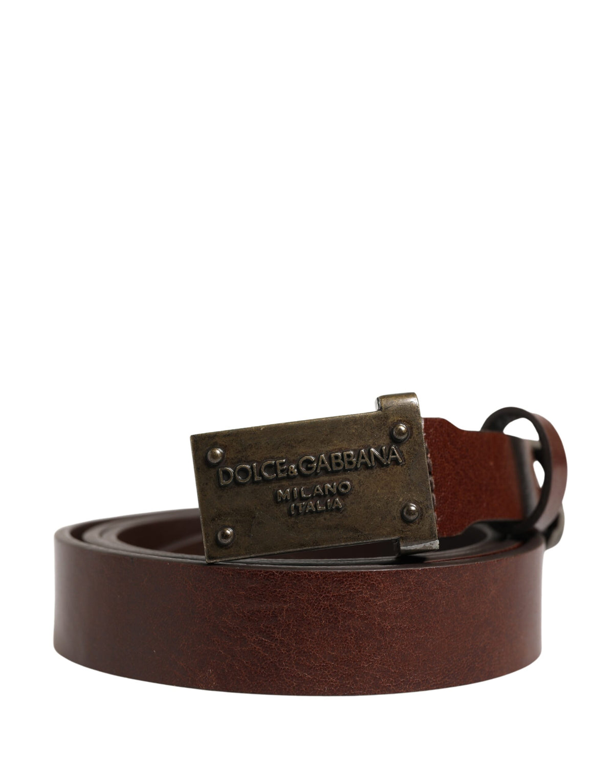 Dolce & Gabbana Brown Leather Logo Buckle Belt - Timeless Luxury