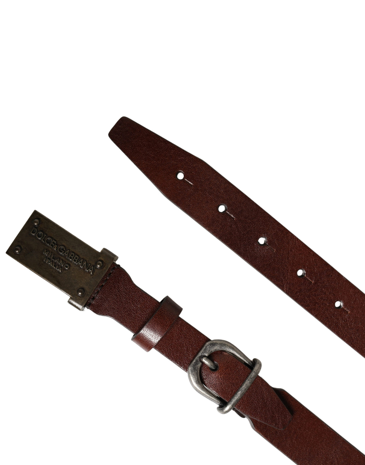 Dolce & Gabbana Brown Leather Logo Metal Buckle Belt - Timeless Elegance