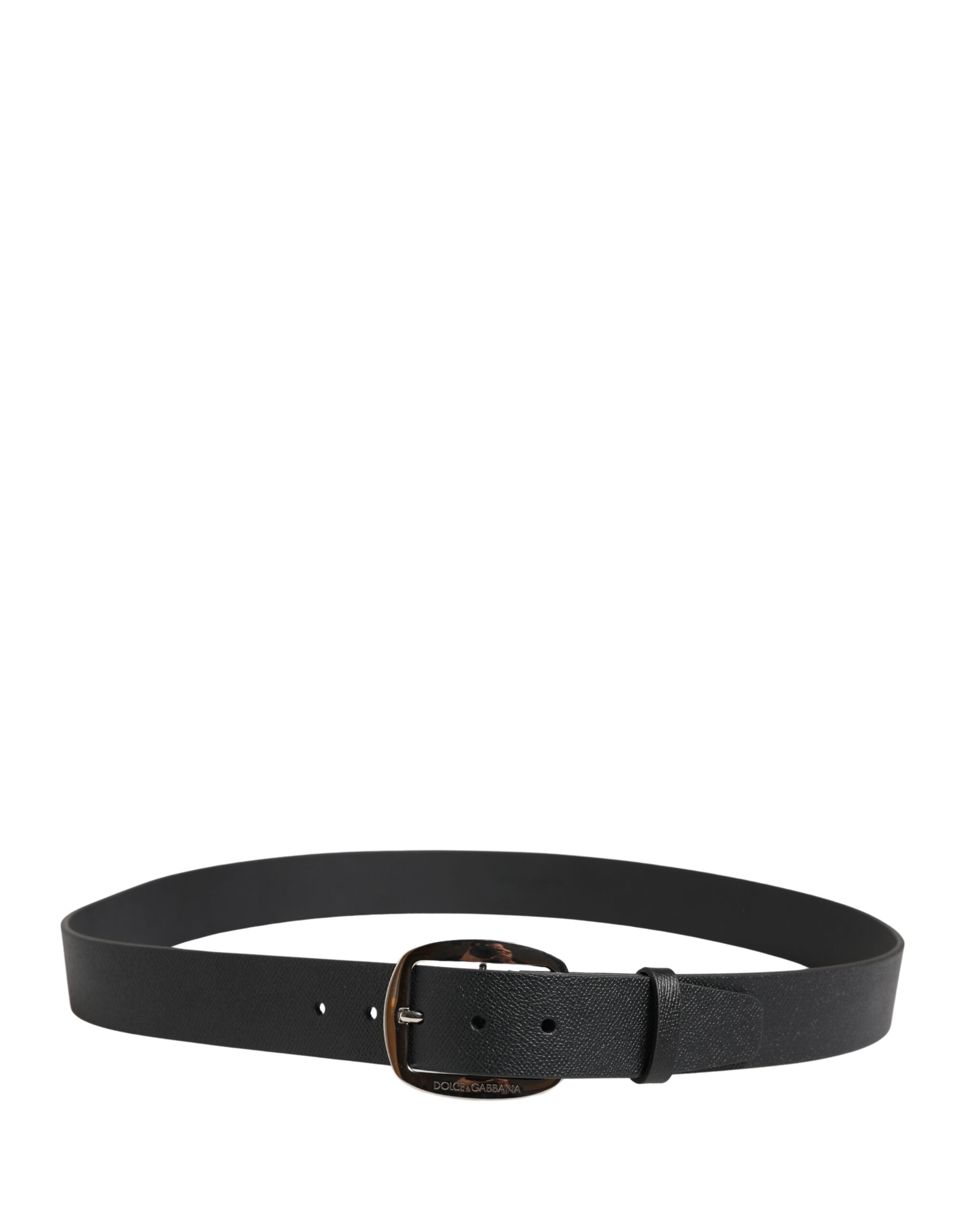 Dolce & Gabbana Black Calf Leather Belt - Artisanal Luxury Accessory